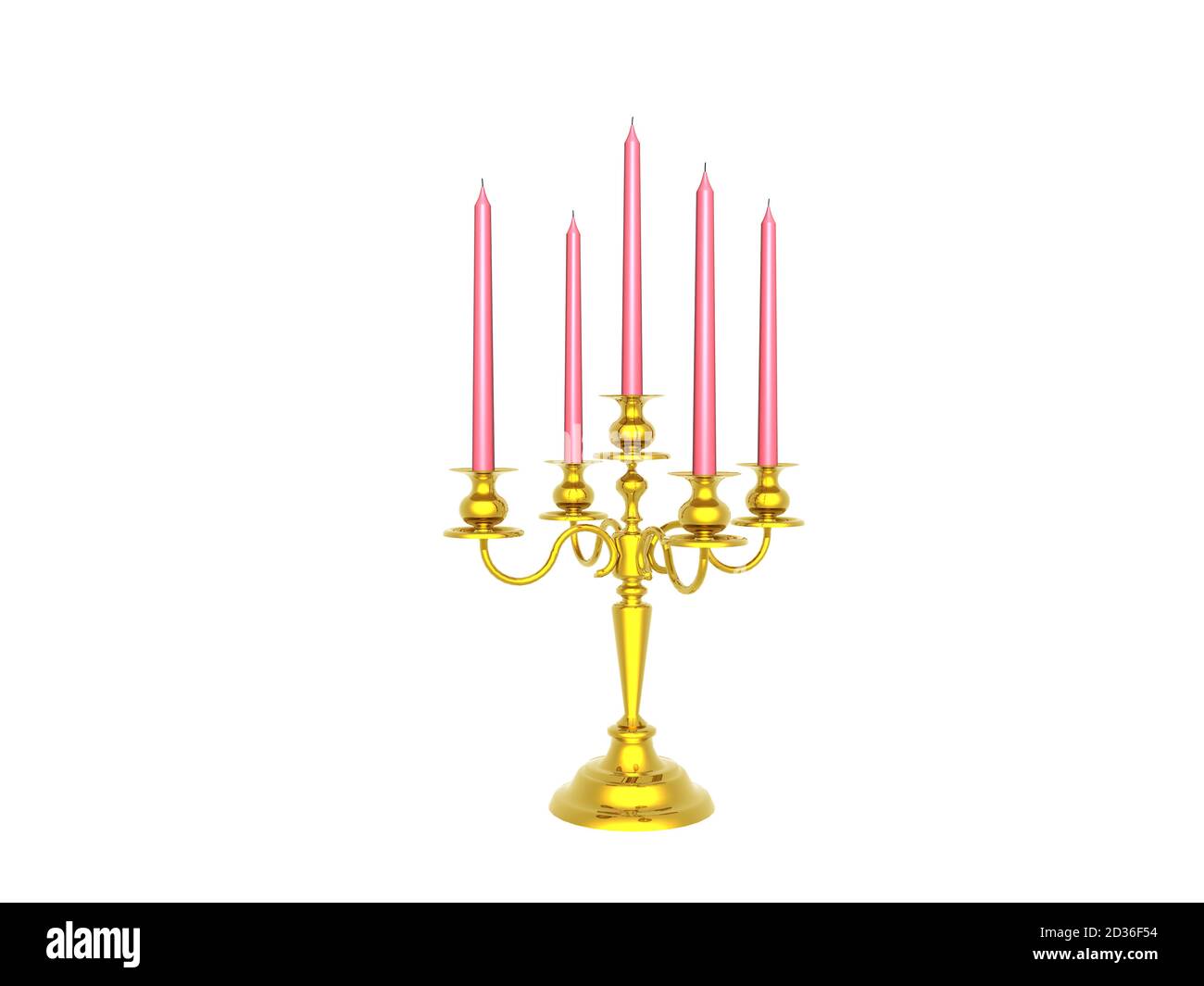 metallic candelabrum with pink candles Stock Photo