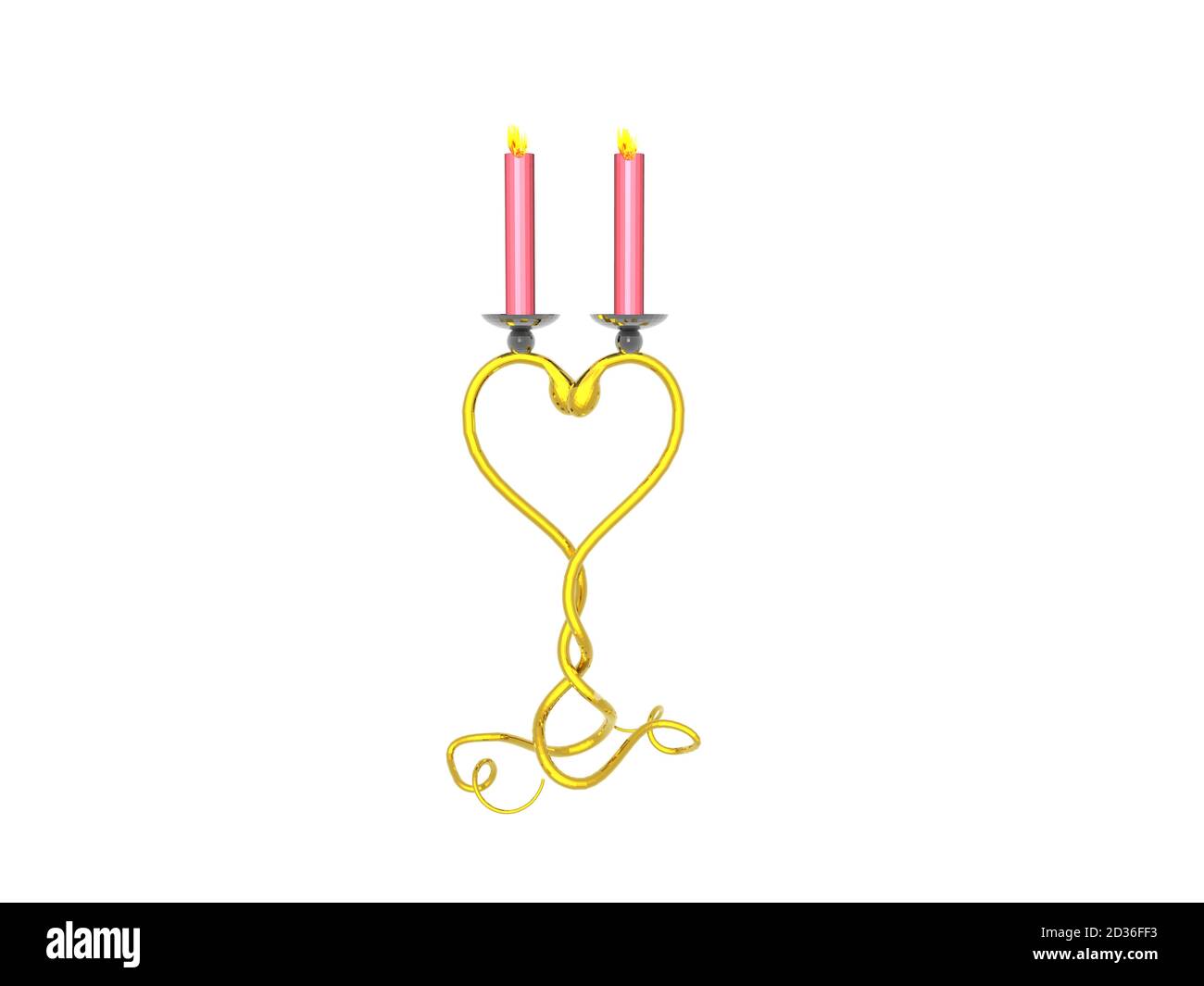 golden candlestick with pink candles Stock Photo Alamy