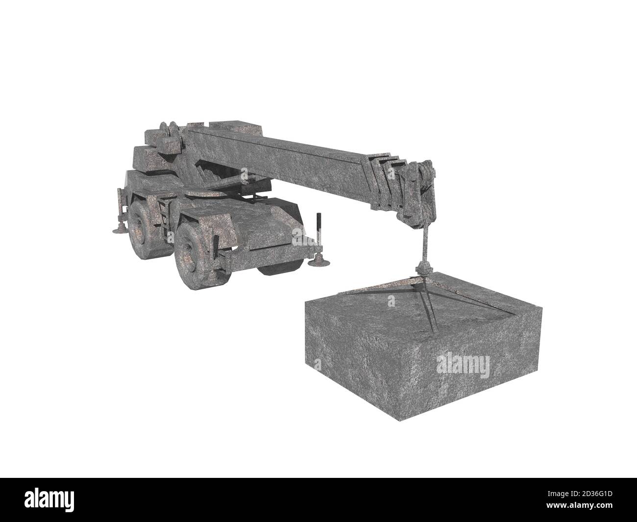 heavy crane lifts concrete block Stock Photo Alamy