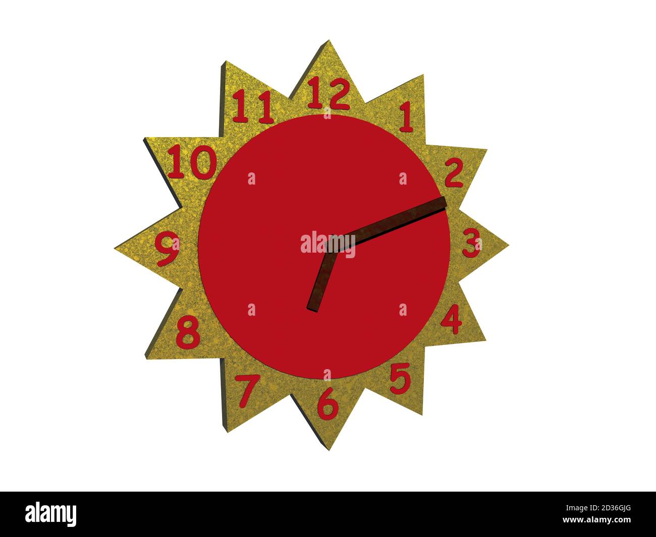 Kitchen wall clock as a sun with pointers Stock Photo Alamy