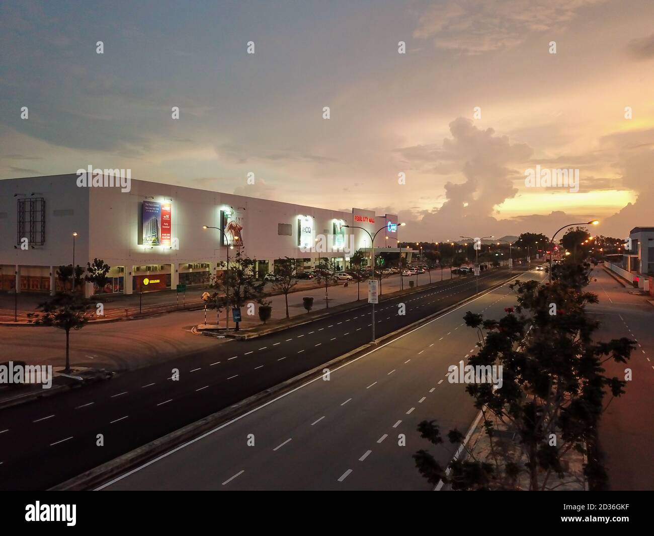 Simpang Ampat, Penang/Malaysia - Mar 25 2020: Less car traffic cue to