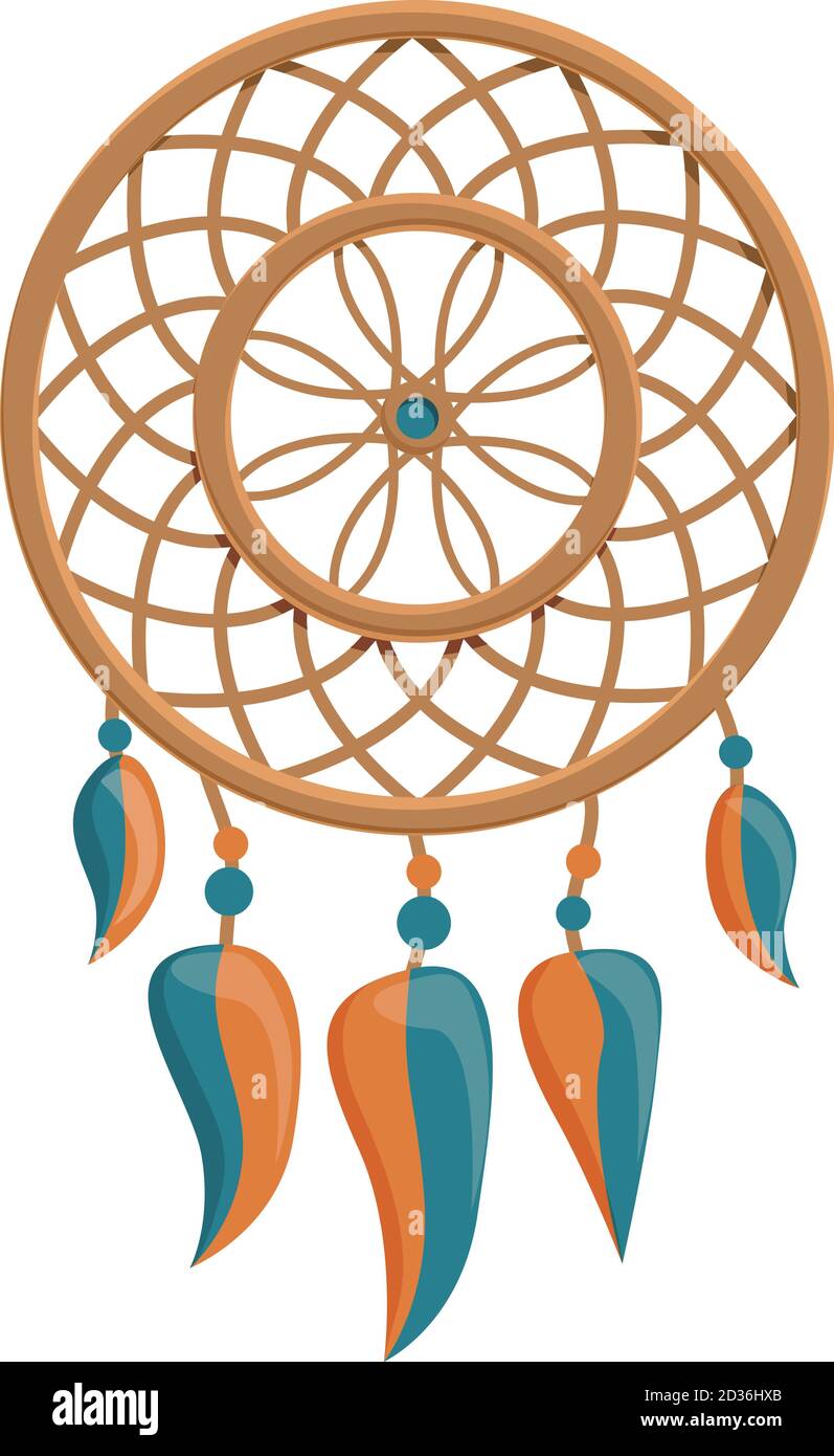 Colorful dream catcher icon cartoon style Vector Image
