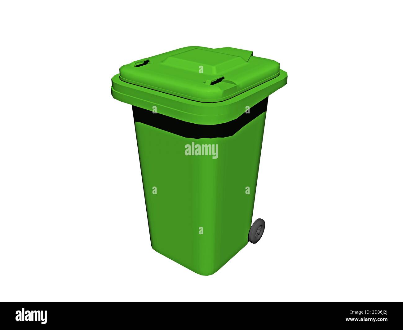 green trash can with lid and wheels Stock Photo Alamy