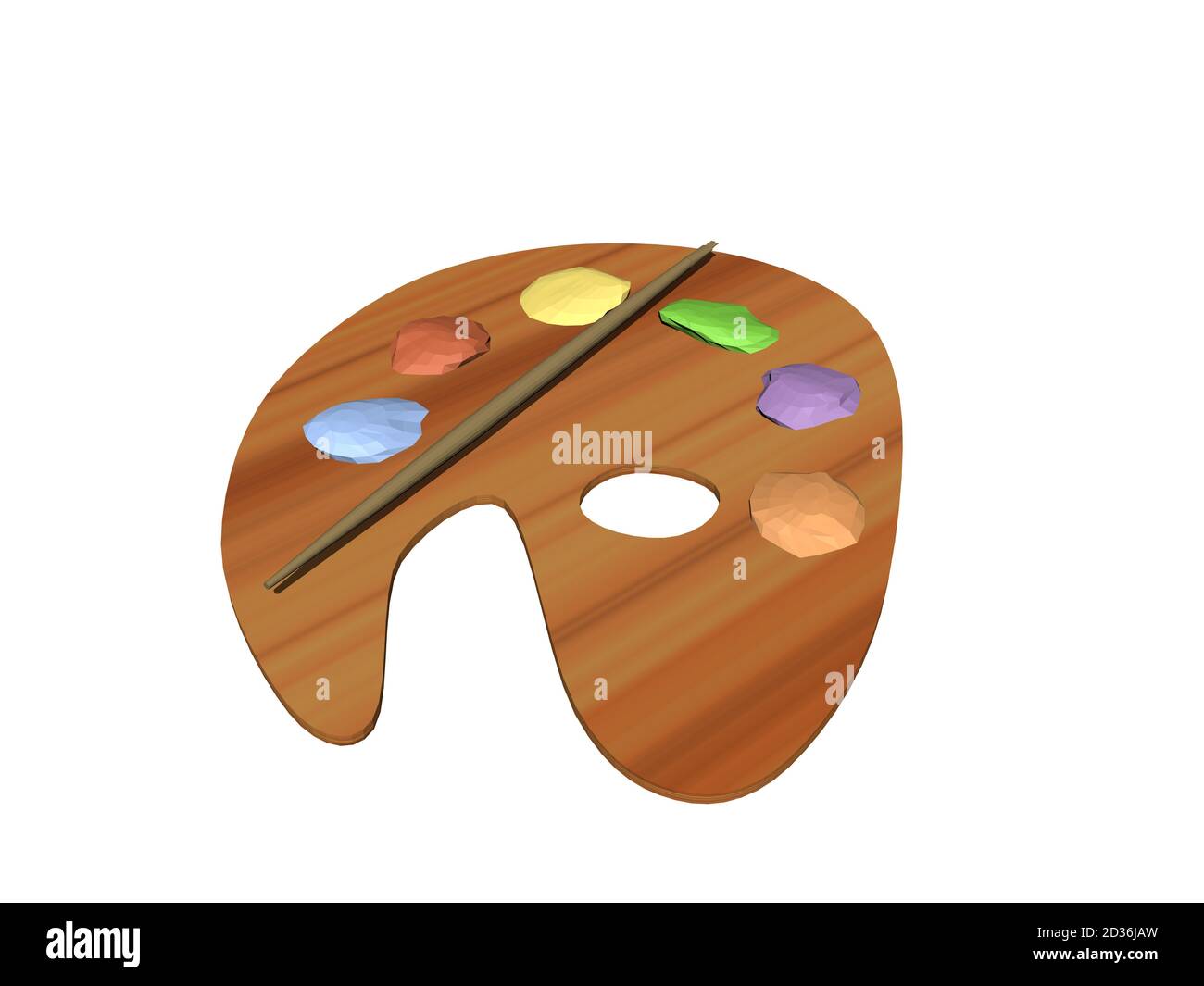 painter's palette with paints and brushes Stock Photo Alamy