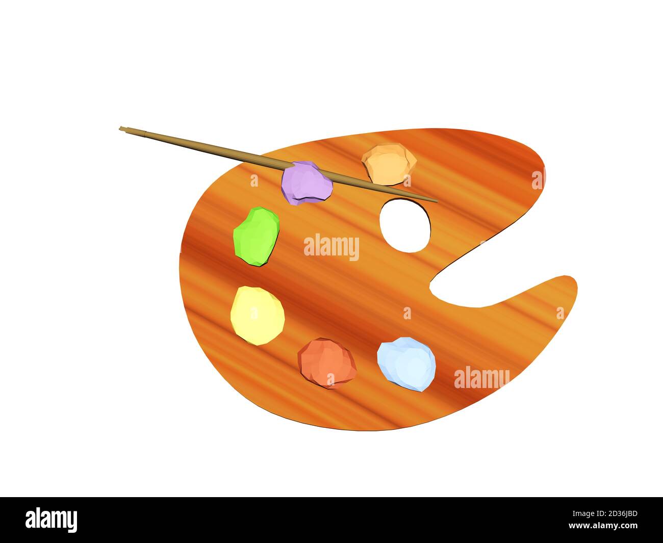 wooden artist palette with brushes and paints Stock Photo - Alamy