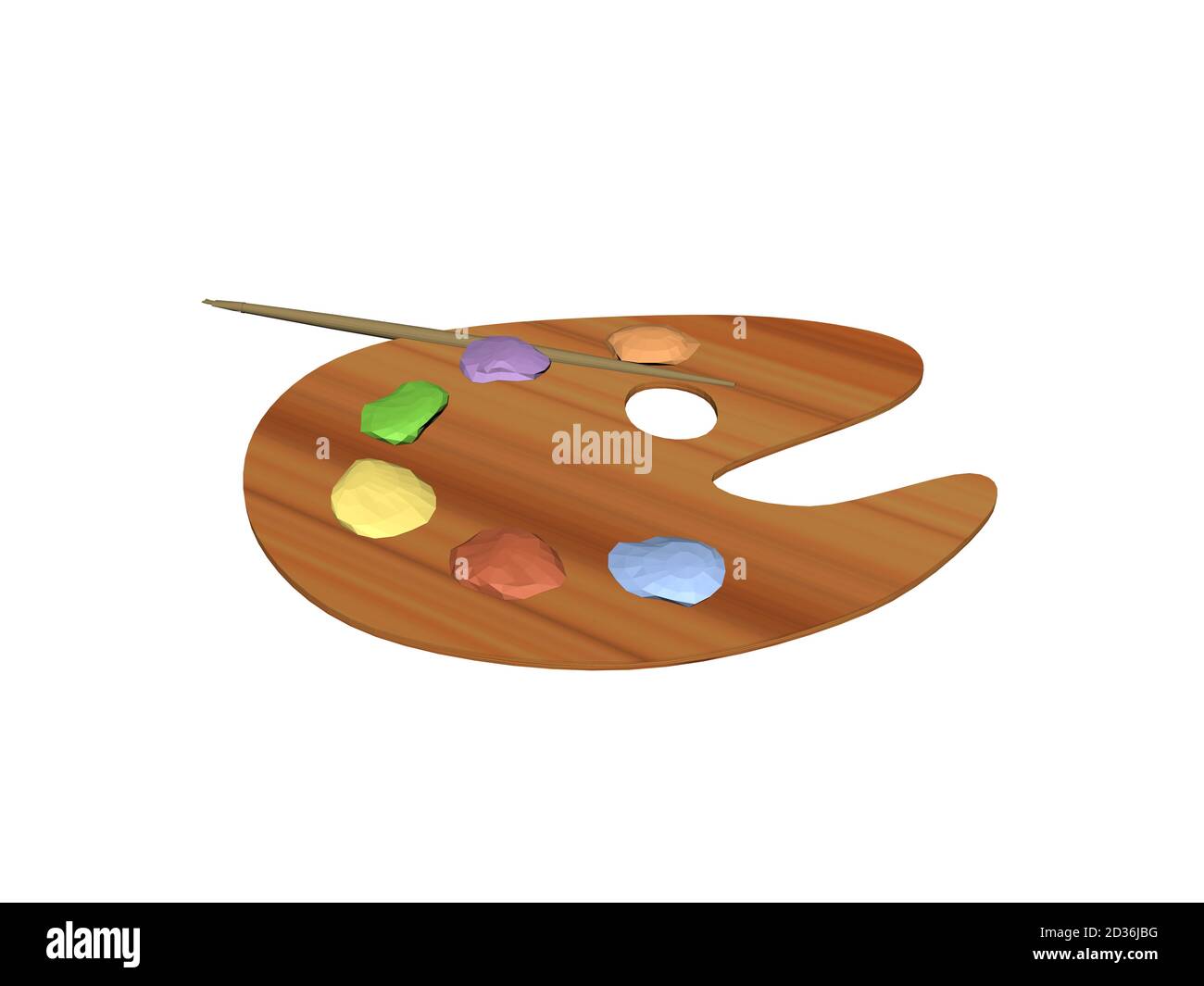 wooden artist palette with brushes and paints Stock Photo - Alamy