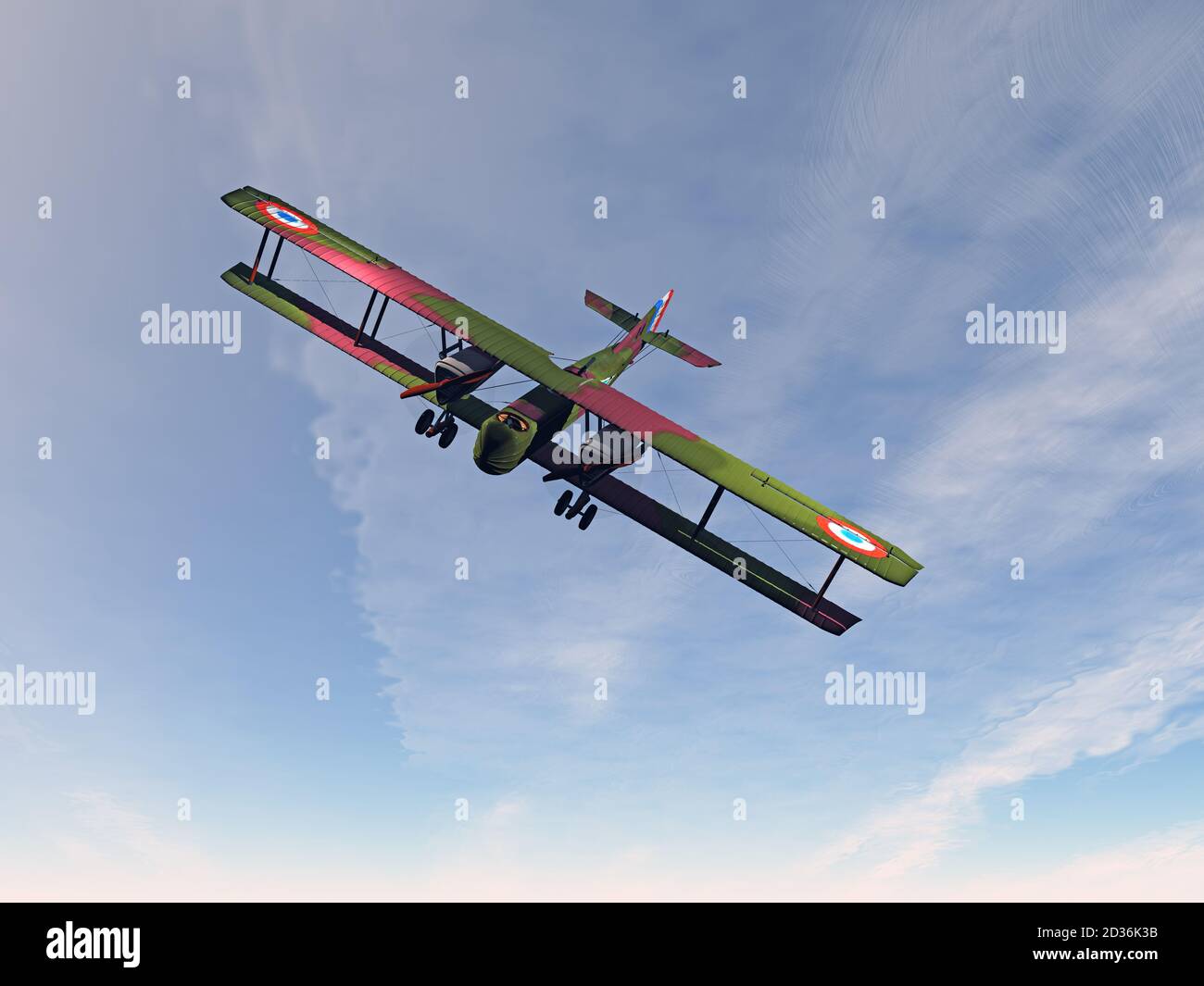 historic biplane airplane flies in the sky Stock Photo - Alamy