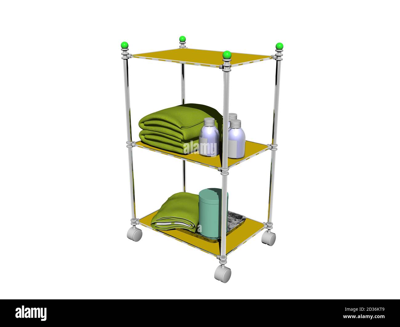 Metal shelf in the bathroom with towels Stock Photo Alamy