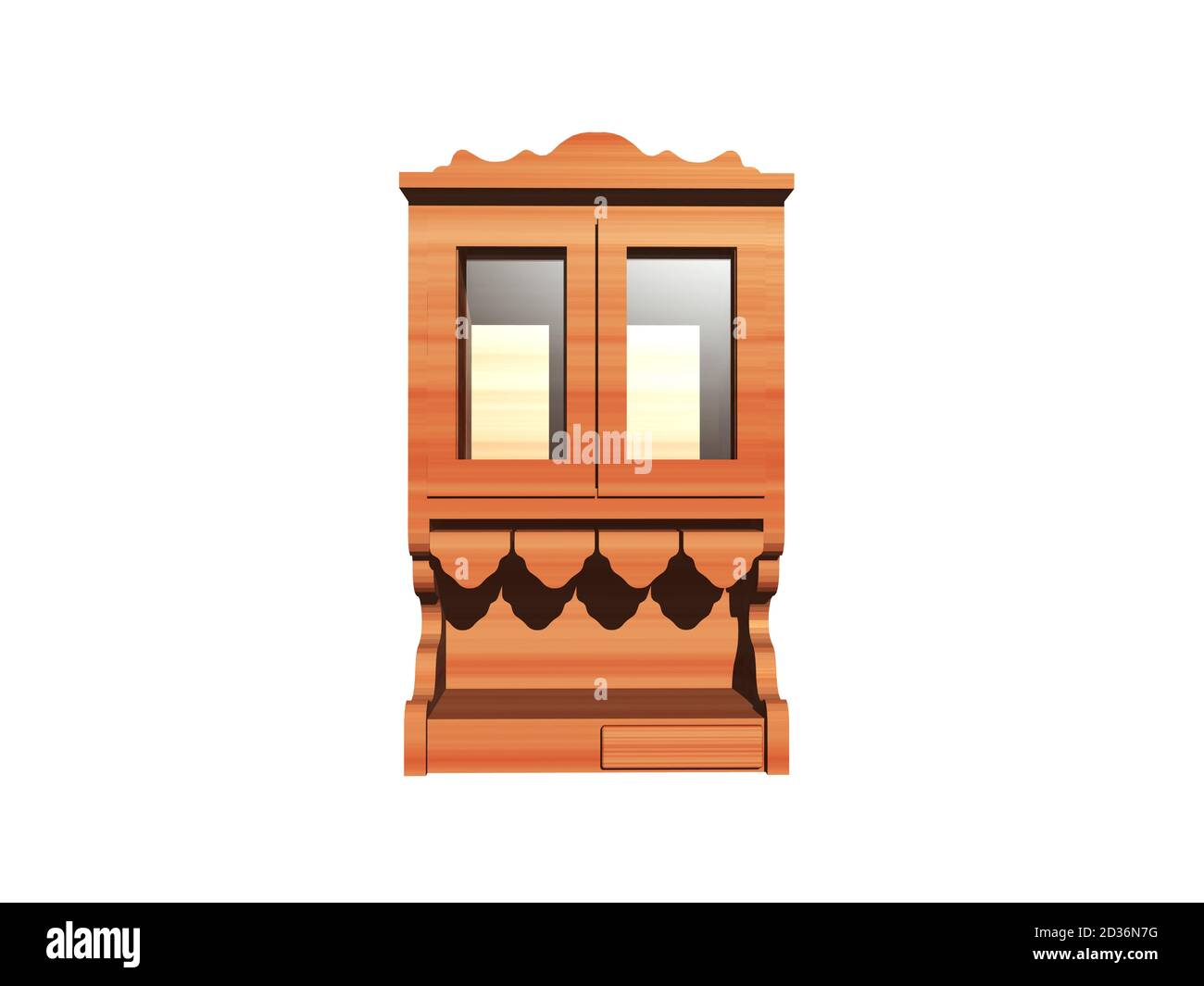 wooden showcase with glass panes Stock Photo