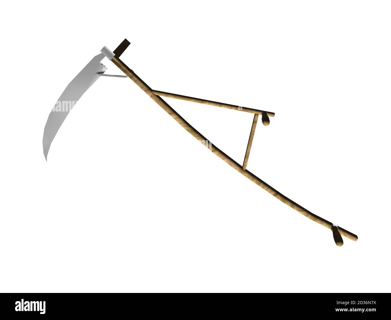 wooden scythe with steel blade for mowing Stock Photo