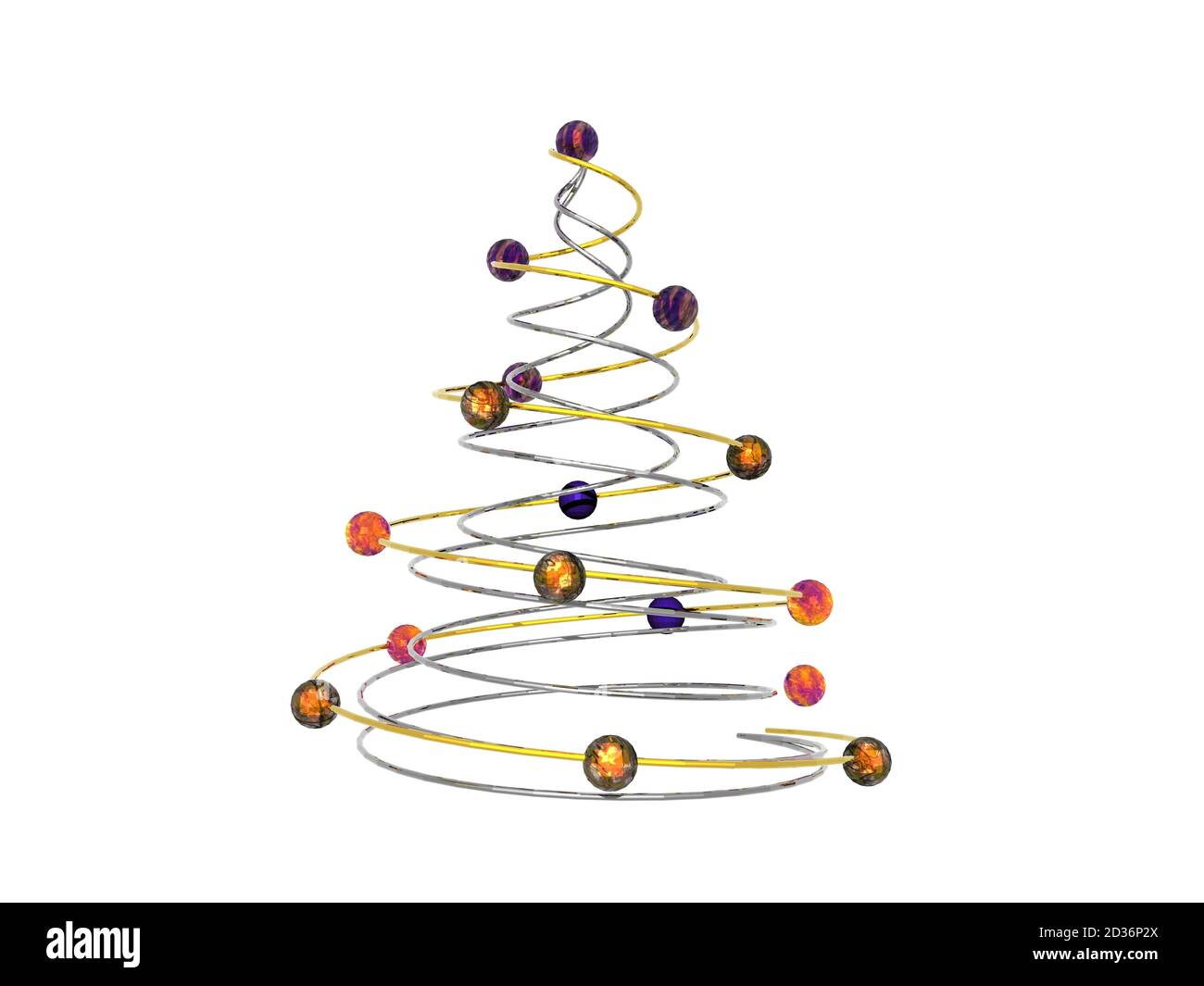 Christmas tree made of wire with colorful balls Stock Photo Alamy