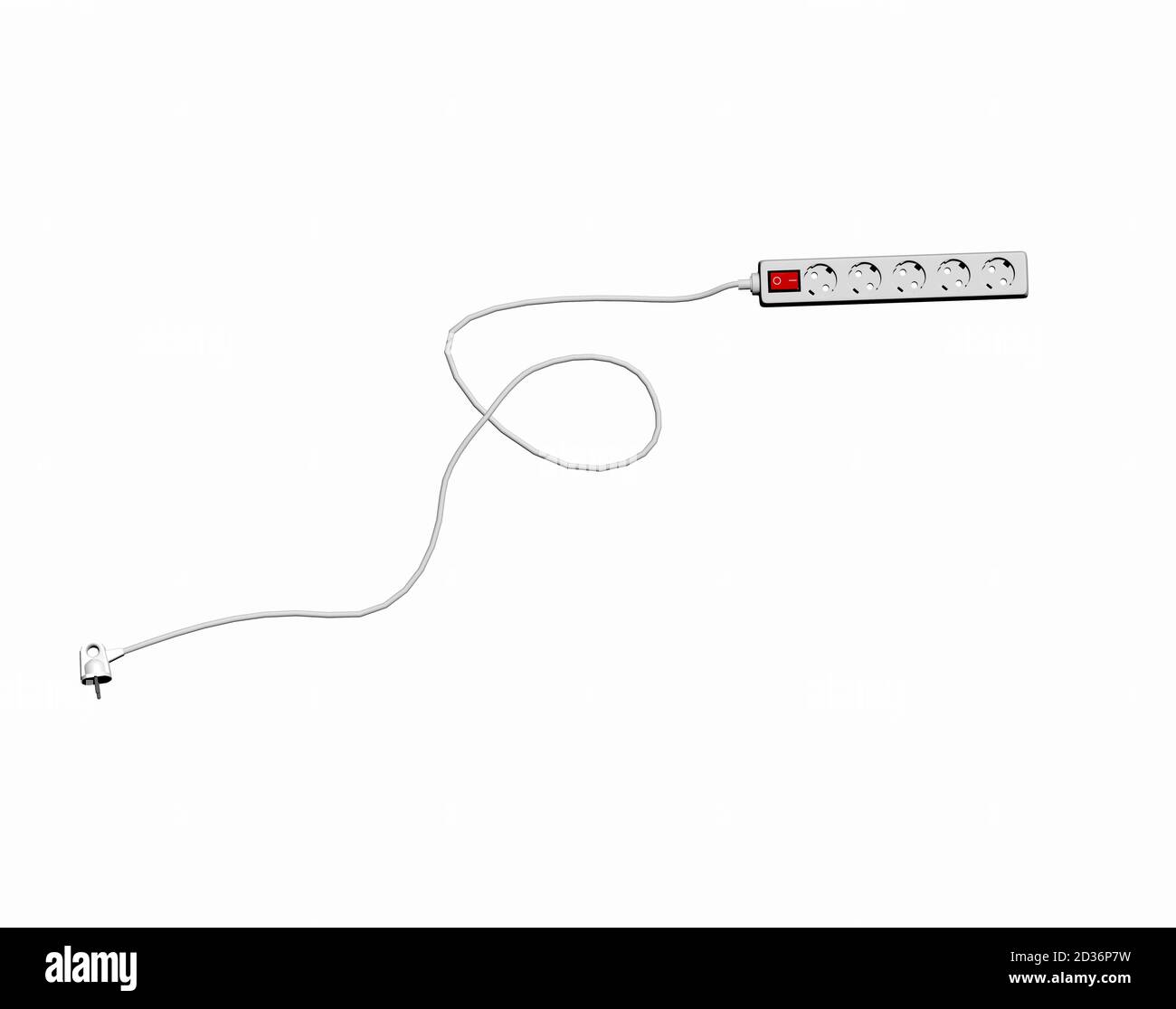 multiple socket with long cable and plug Stock Photo - Alamy