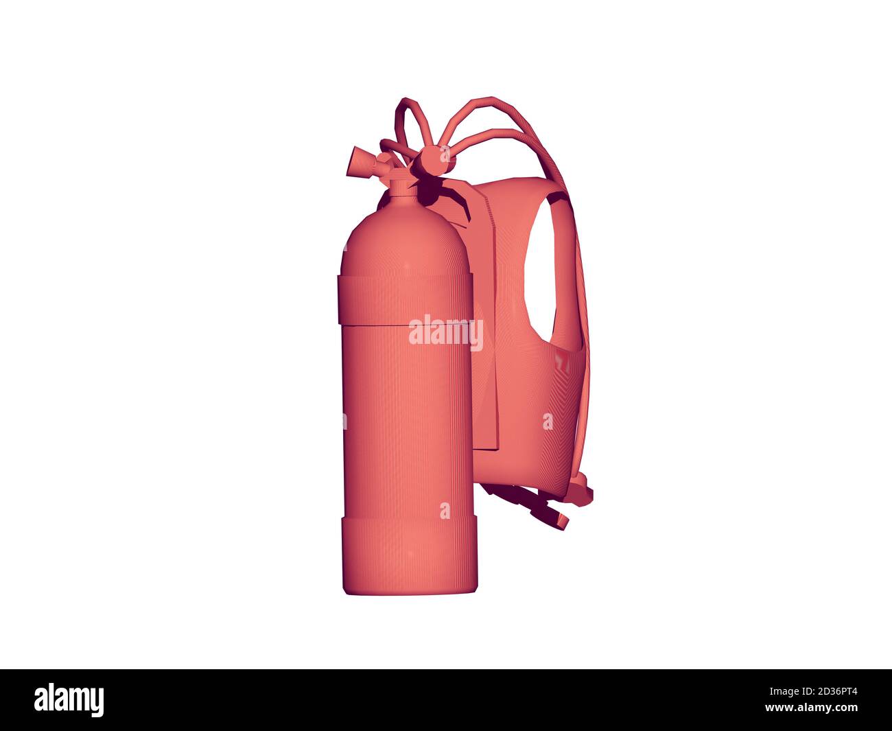 red diving bottle with valves and straps Stock Photo Alamy