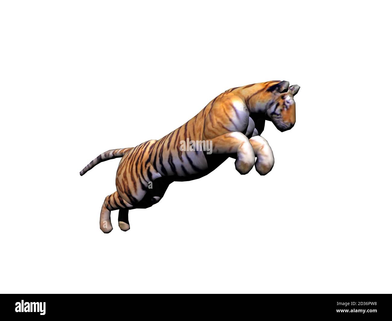 large graceful striped tiger jumping Stock Photo