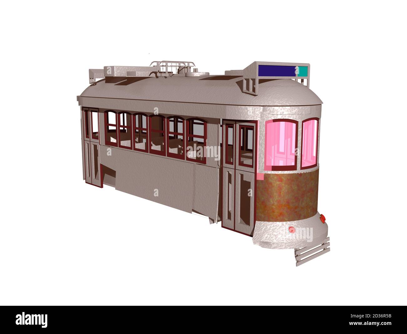 narrow tram wagon in the city Stock Photo - Alamy