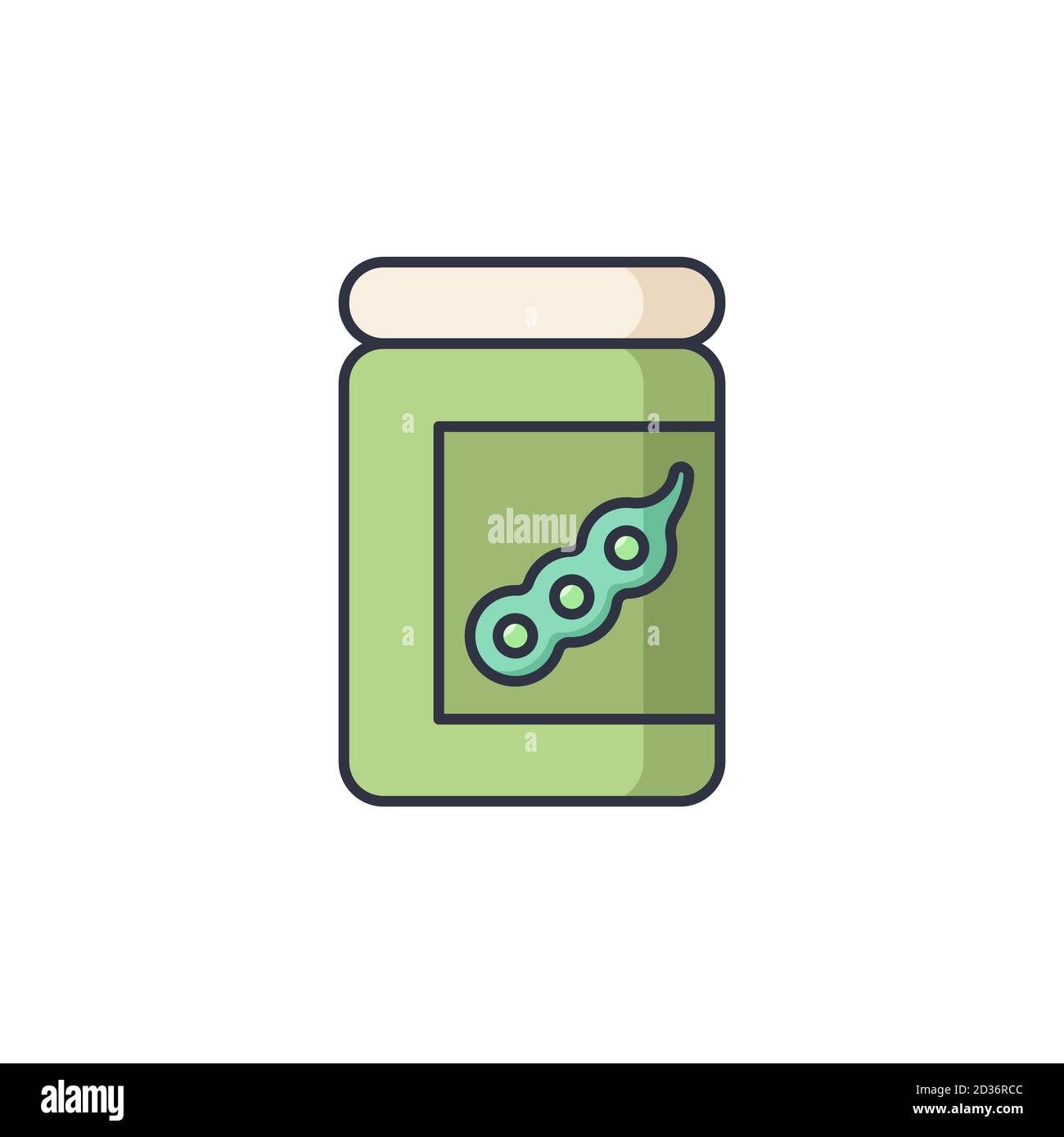 Peas jar vector icon symbol isolated on white background Stock Vector