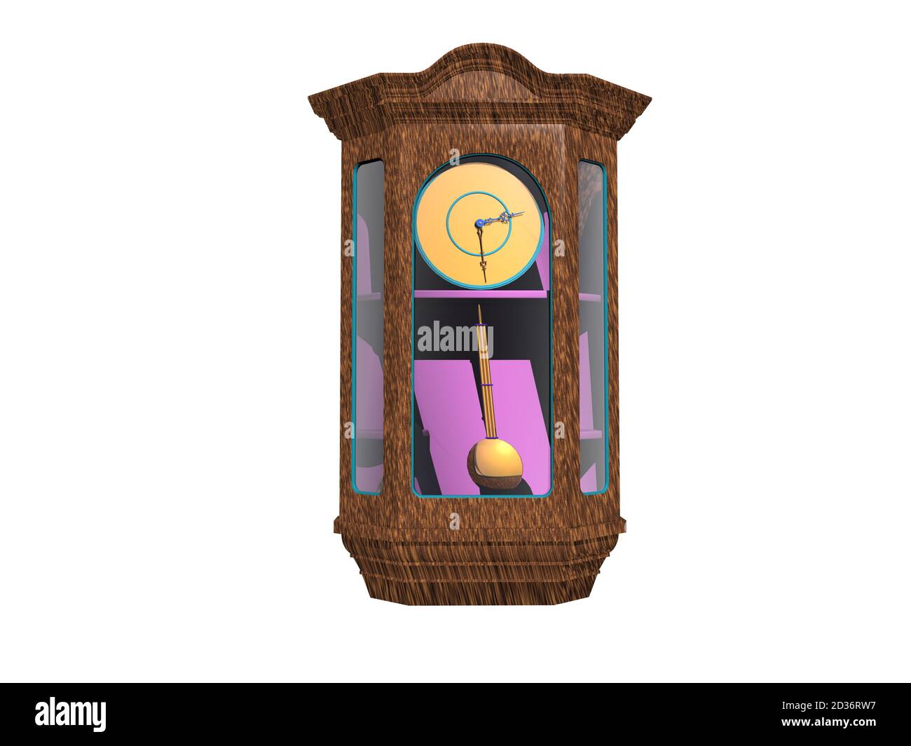 old wooden wall clock with pendulum Stock Photo Alamy