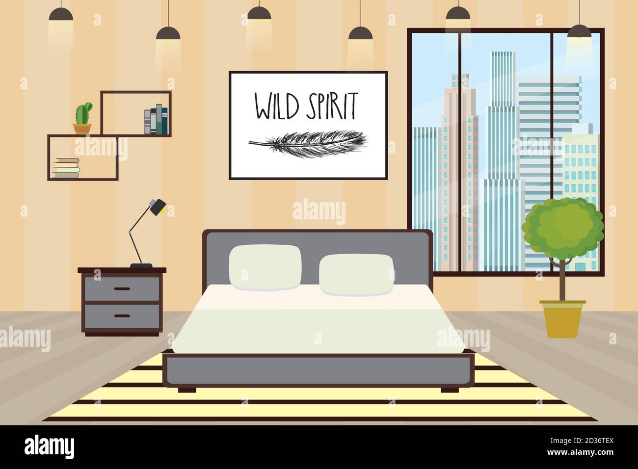 Modern Hotel room or Bedroom Interior flat    vector illustration Stock Vector Image & Art - Alamy