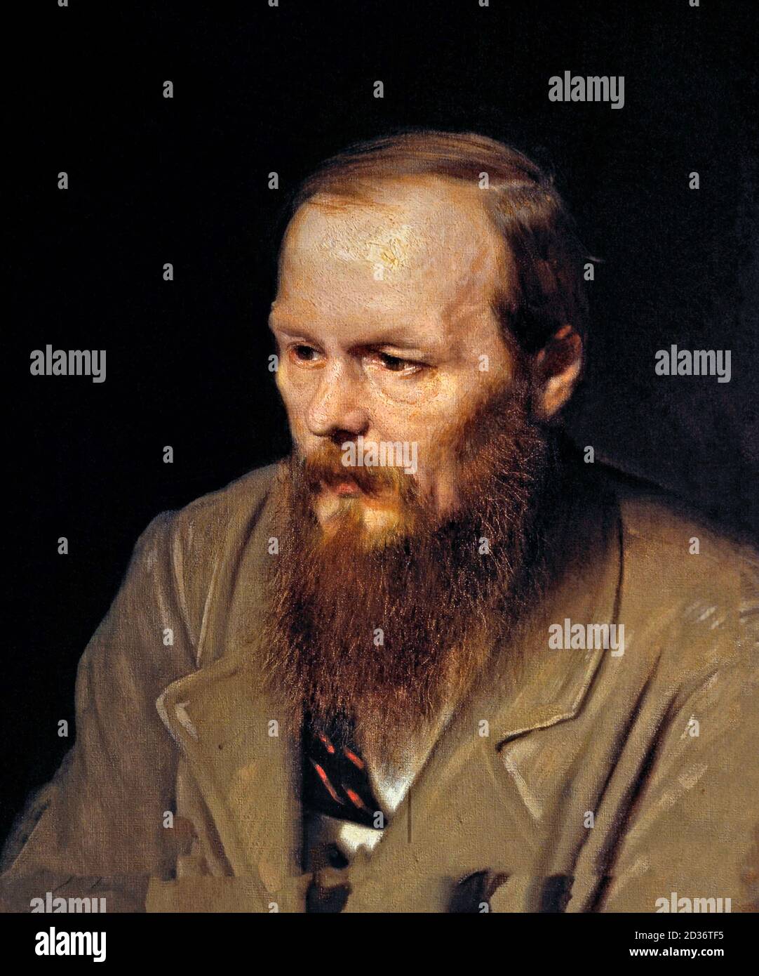 Dostoevsky. Portrait of the Russian writer, Fyodor Mikhailovich Dostoevsky (1821-1881) by Vasily Perov, oil on canvas, 1872. Fedor Dostoyevsky. Stock Photo