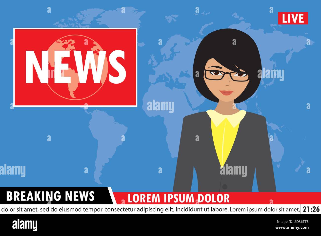 News Anchor On Tv Breaking News Background Stock Vector Image Art Alamy