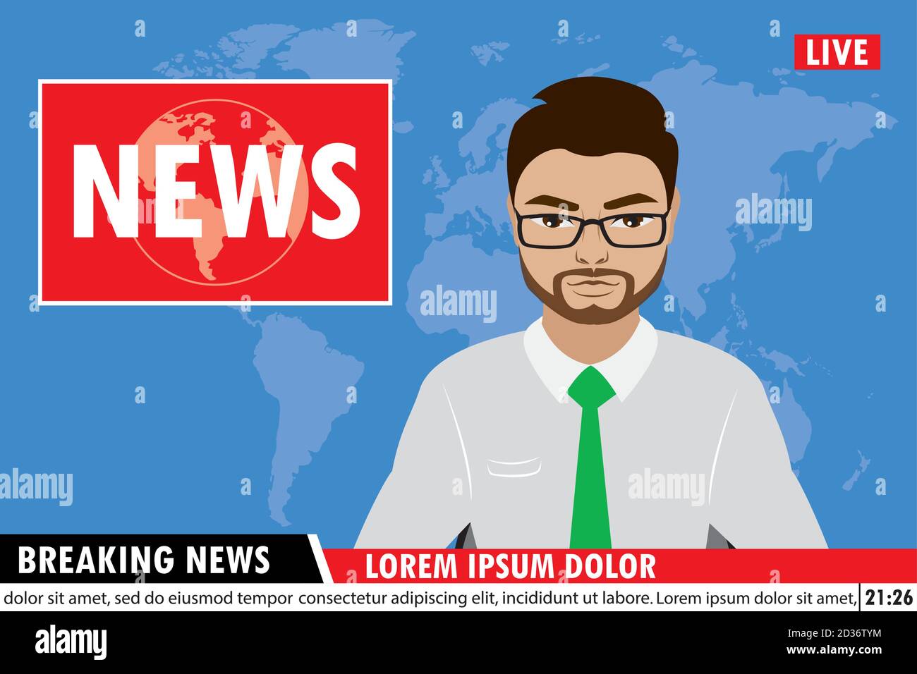 news anchor on tv breaking news background Stock Vector Image & Art - Alamy