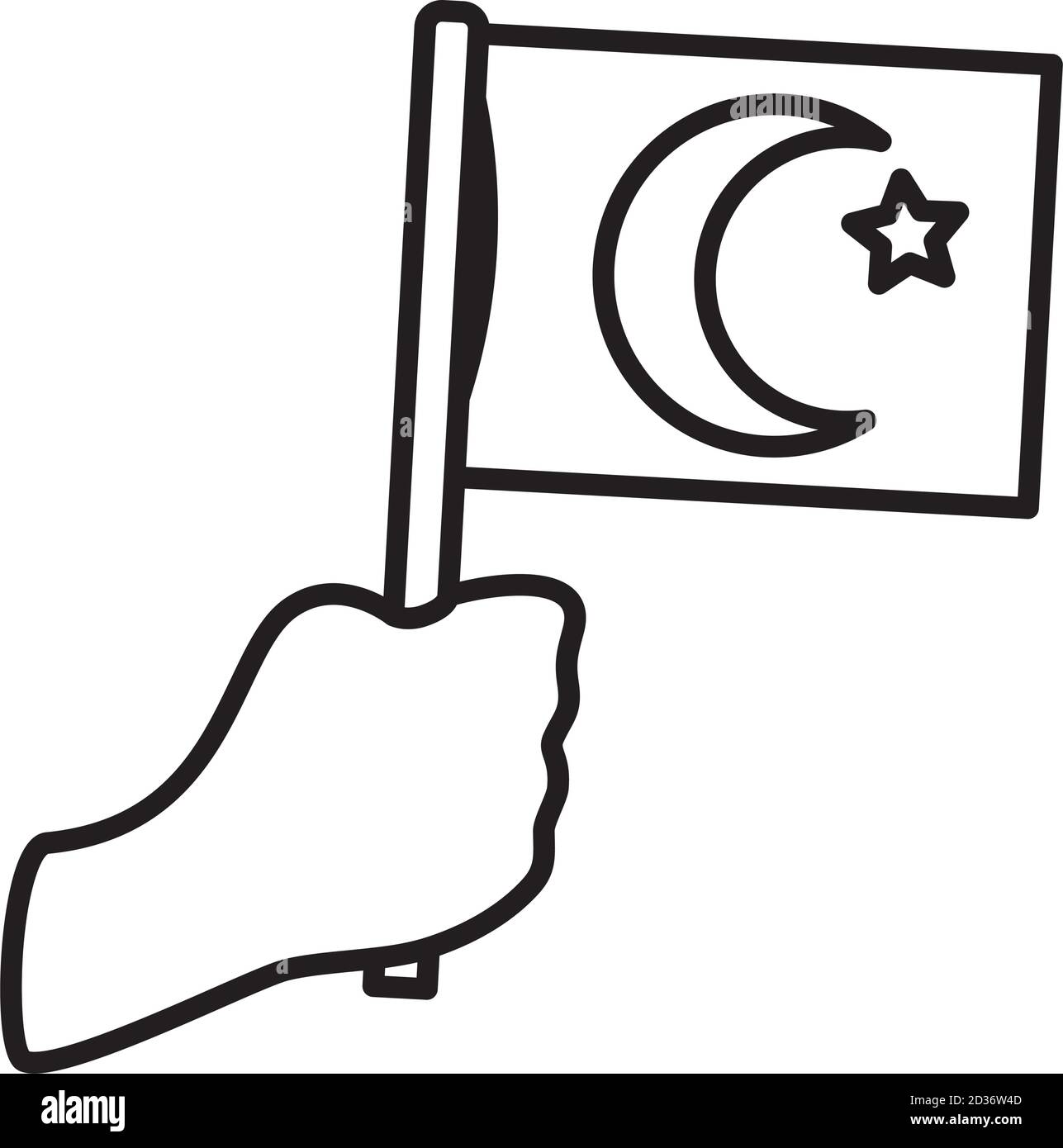 hand holding a turkey flag icon over white background, line style ...