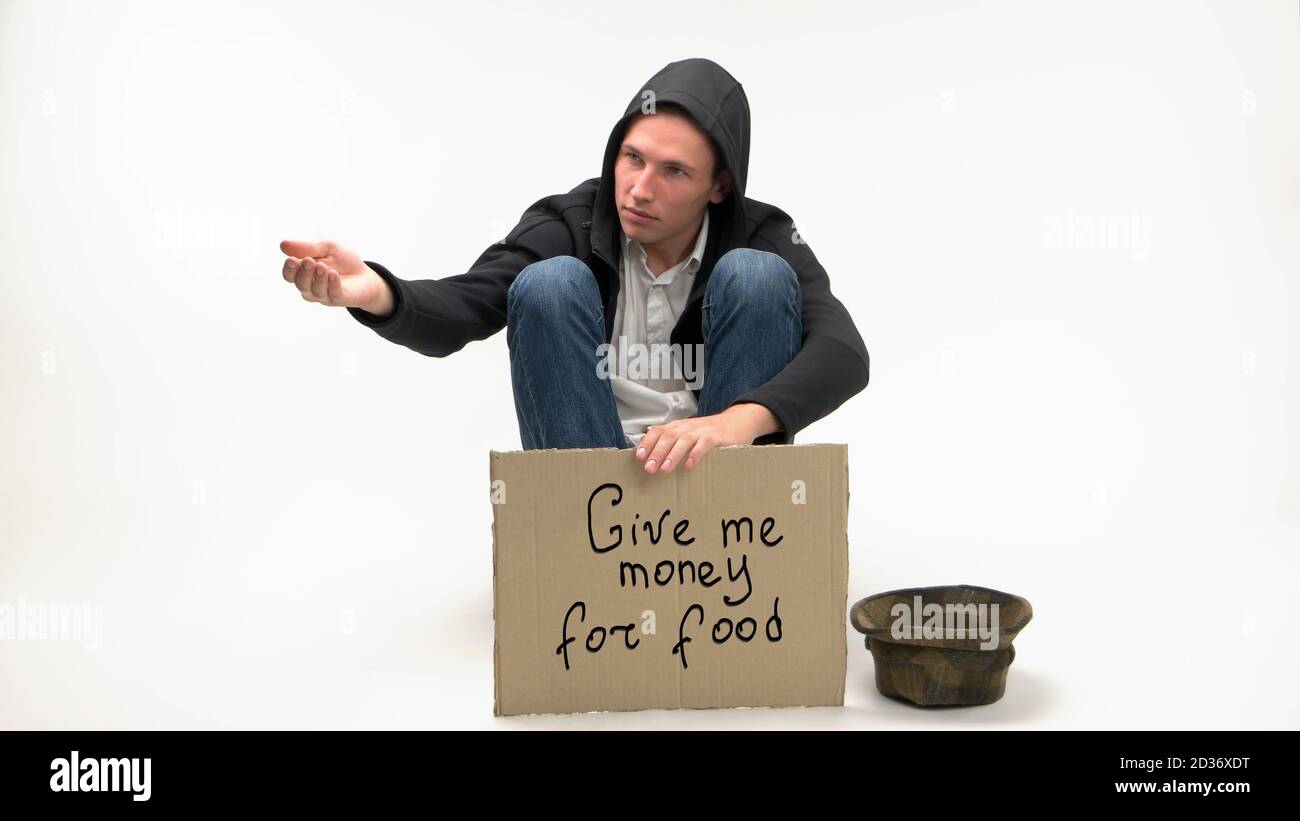 Человек потерял работу. Подаяние надпись. Begging money. Просящий человек. Rich gives money to poor.