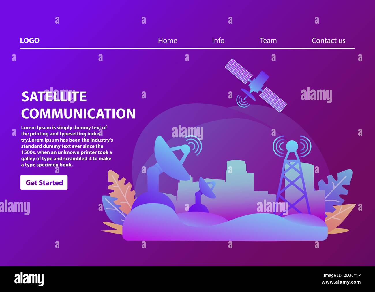 Satellite communication. Wireless technology. Landscape Urban. City