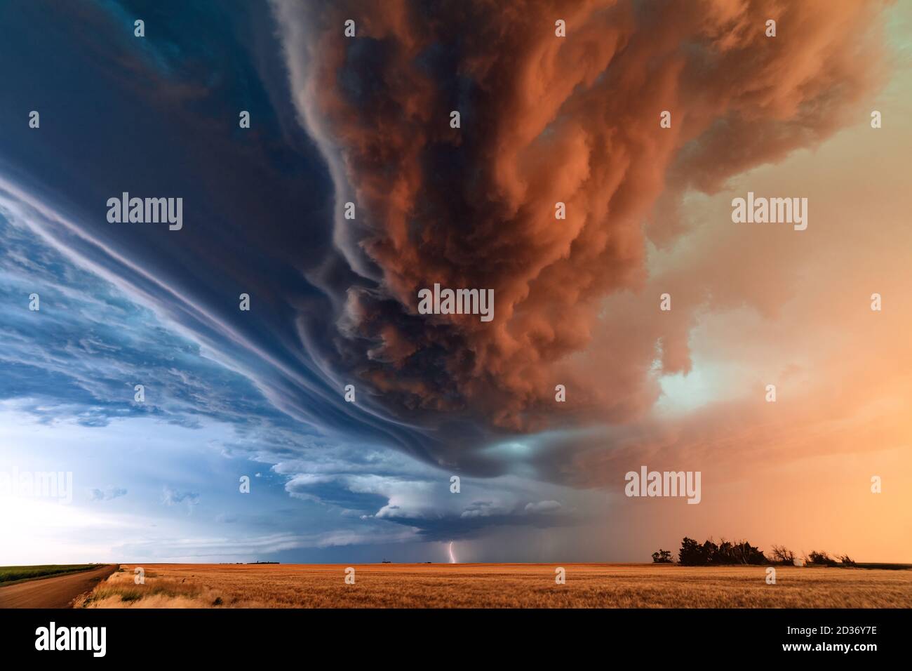 Dramatic clouds and supercell thunderstorm get swept up by a linear