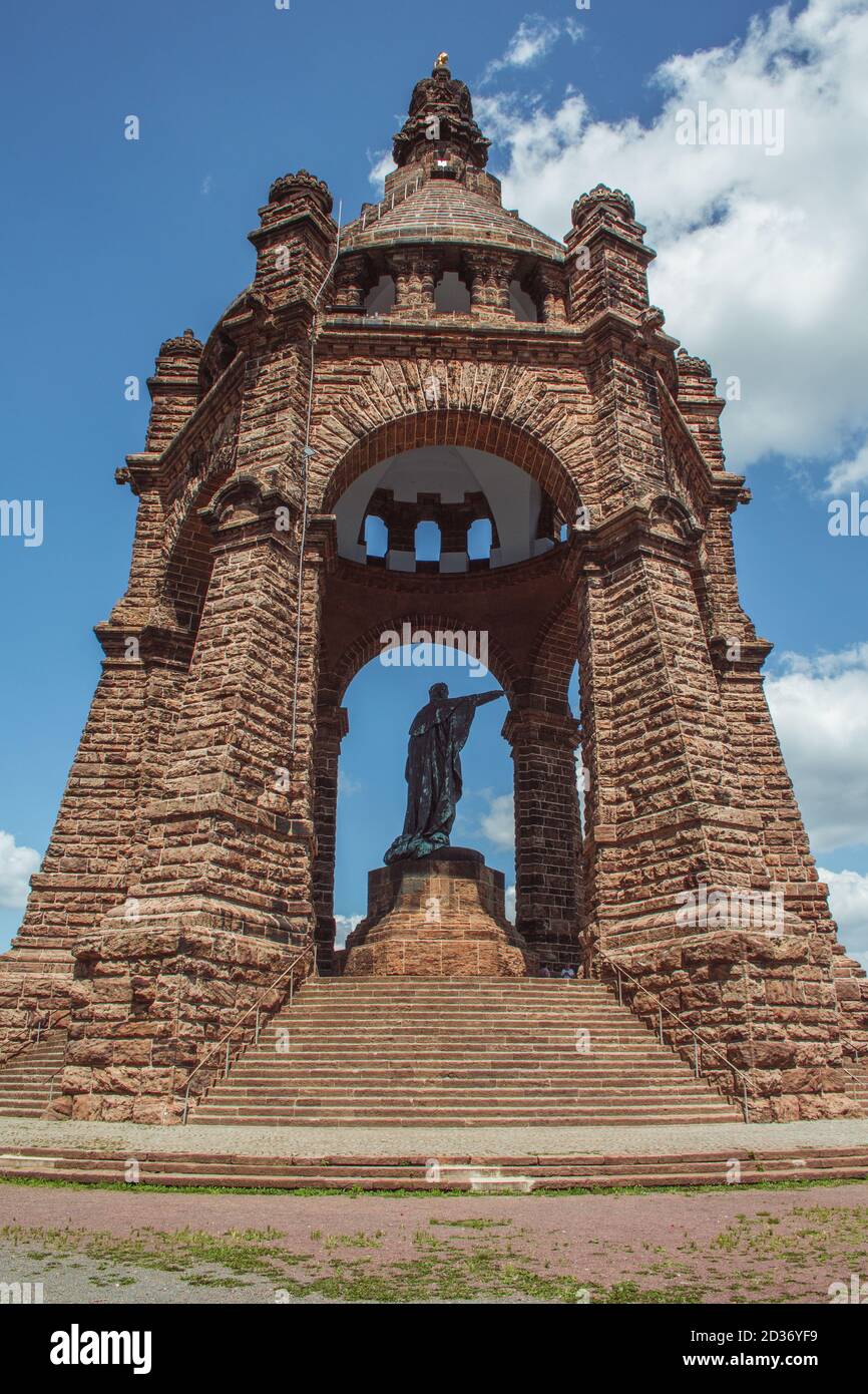 Emperor William Monument near the city of Porta Westfalica, North Rhine Westphalia, Germany Stock Photo