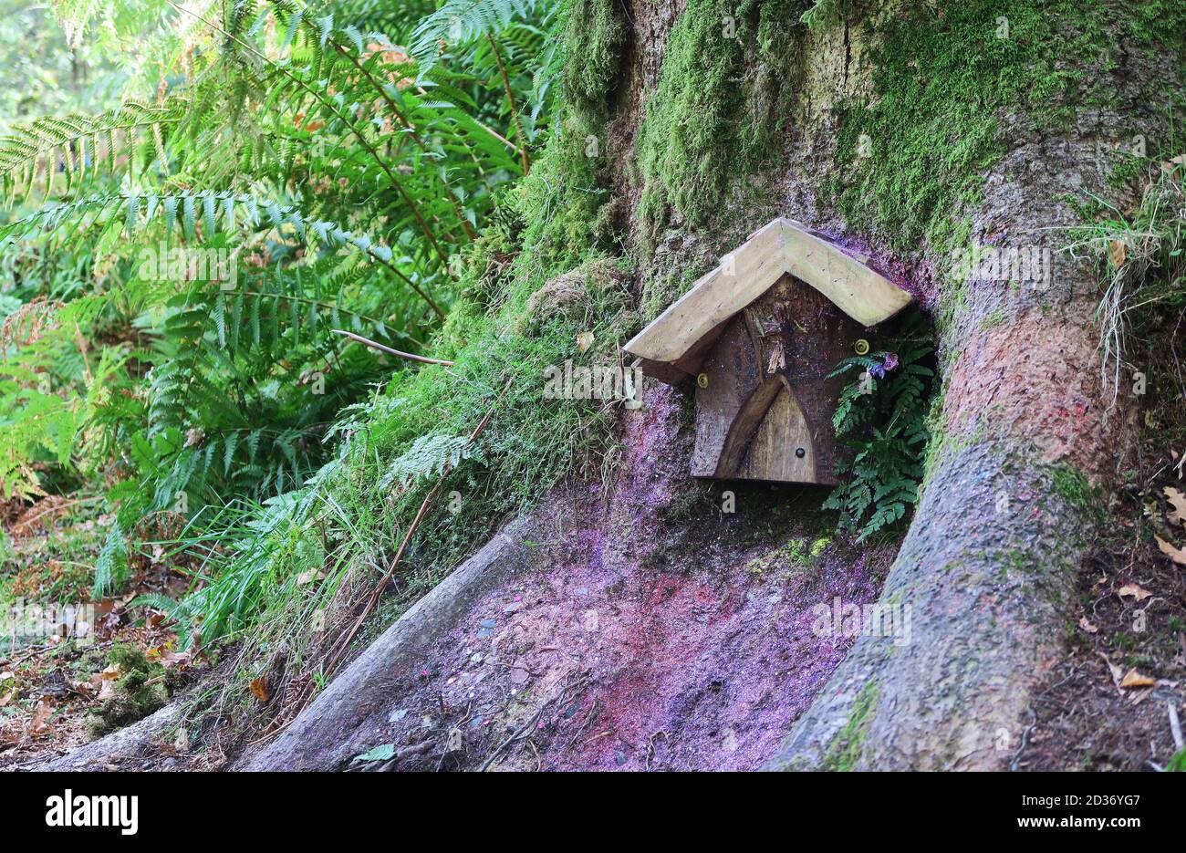 Fairy houses along the Faerie Trail at Loch Lomond in Scotland Stock Photo