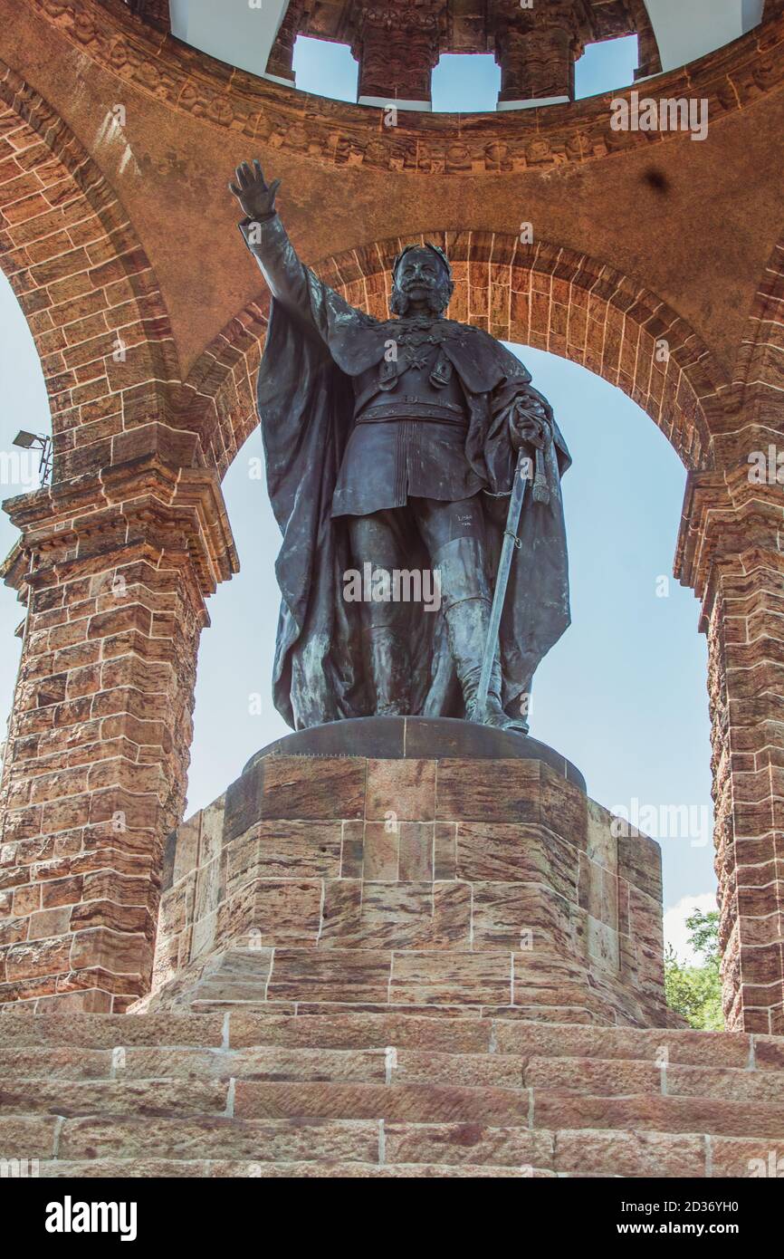 Emperor William Monument near the city of Porta Westfalica, North Rhine Westphalia, Germany Stock Photo
