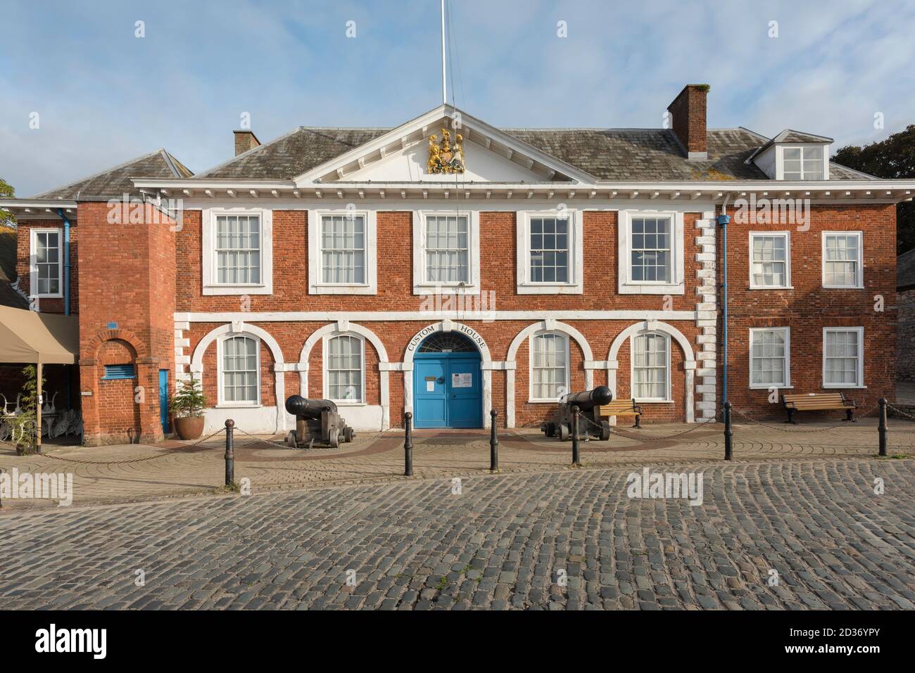 Exeter Custom House, view of the historic Custom House (1681) sited in The Quay waterfront area in Exeter, Devon, south west England, UK Stock Photo