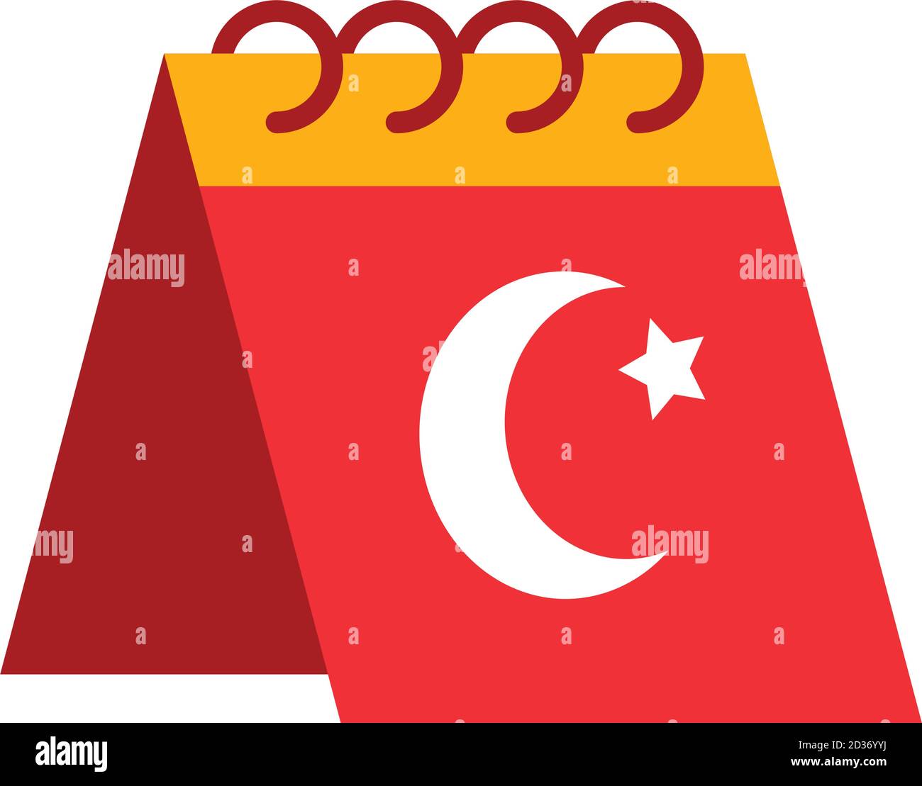 icon of calendar with turkey flag design over white background, flat ...