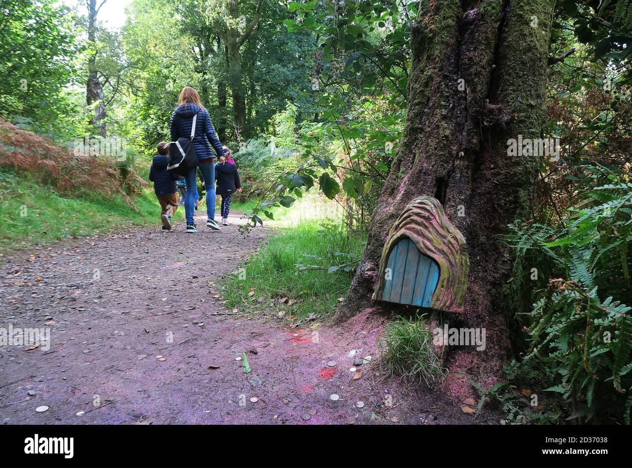 Fairy houses along the Faerie Trail at Loch Lomond in Scotland Stock Photo