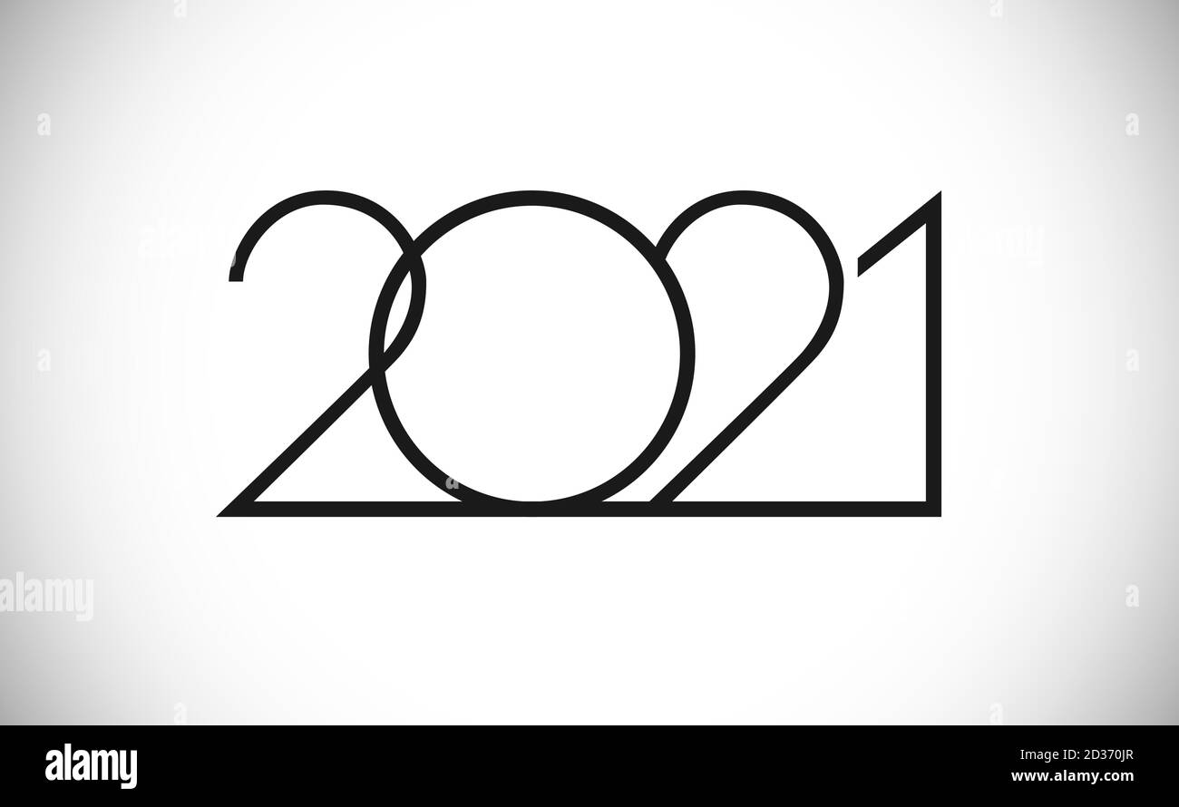 2021 A Happy New Year congrats concept. Classic thin logotype. Abstract ...