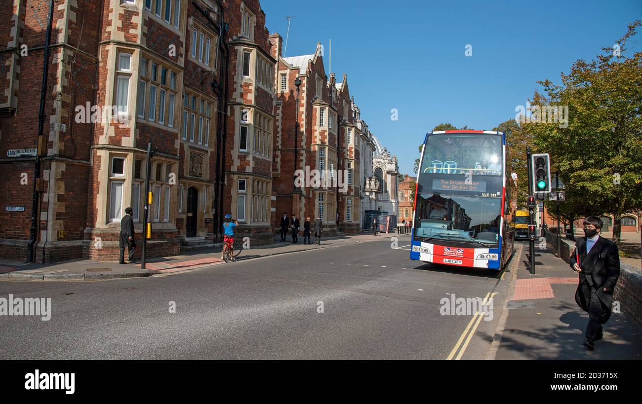 Eton, Buckinghamshire, England, UK. 2020.  A tourist hop on hop off bus in the location of Eton College. Stock Photo