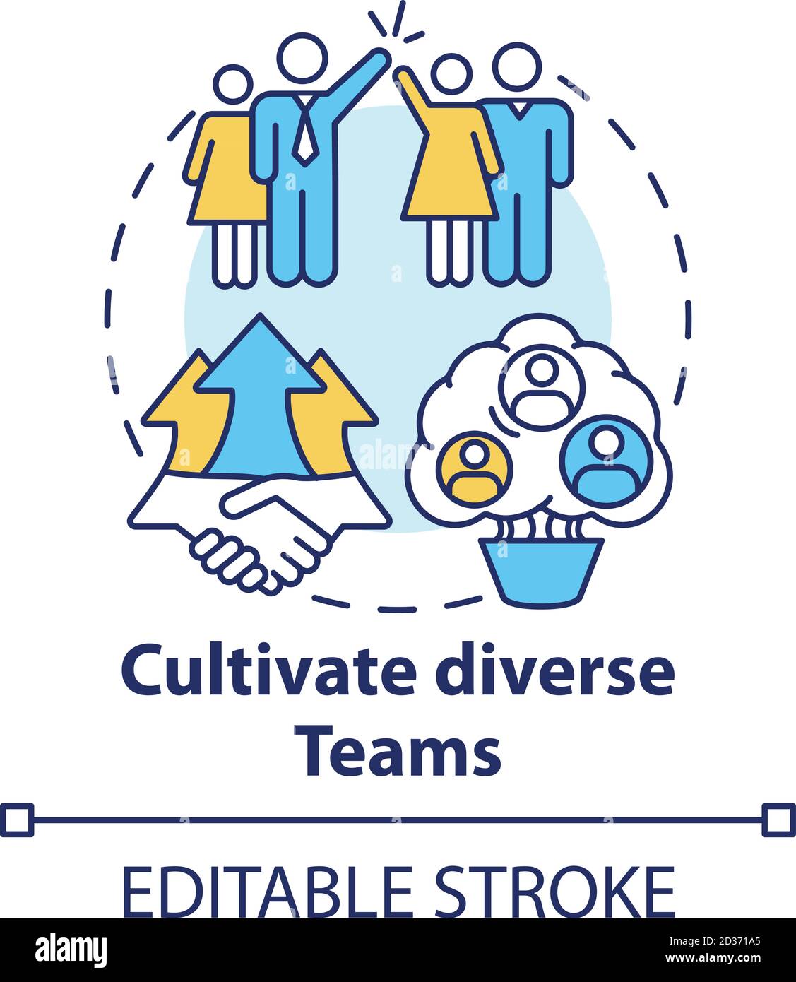 Cultivate diverse teams concept icon Stock Vector