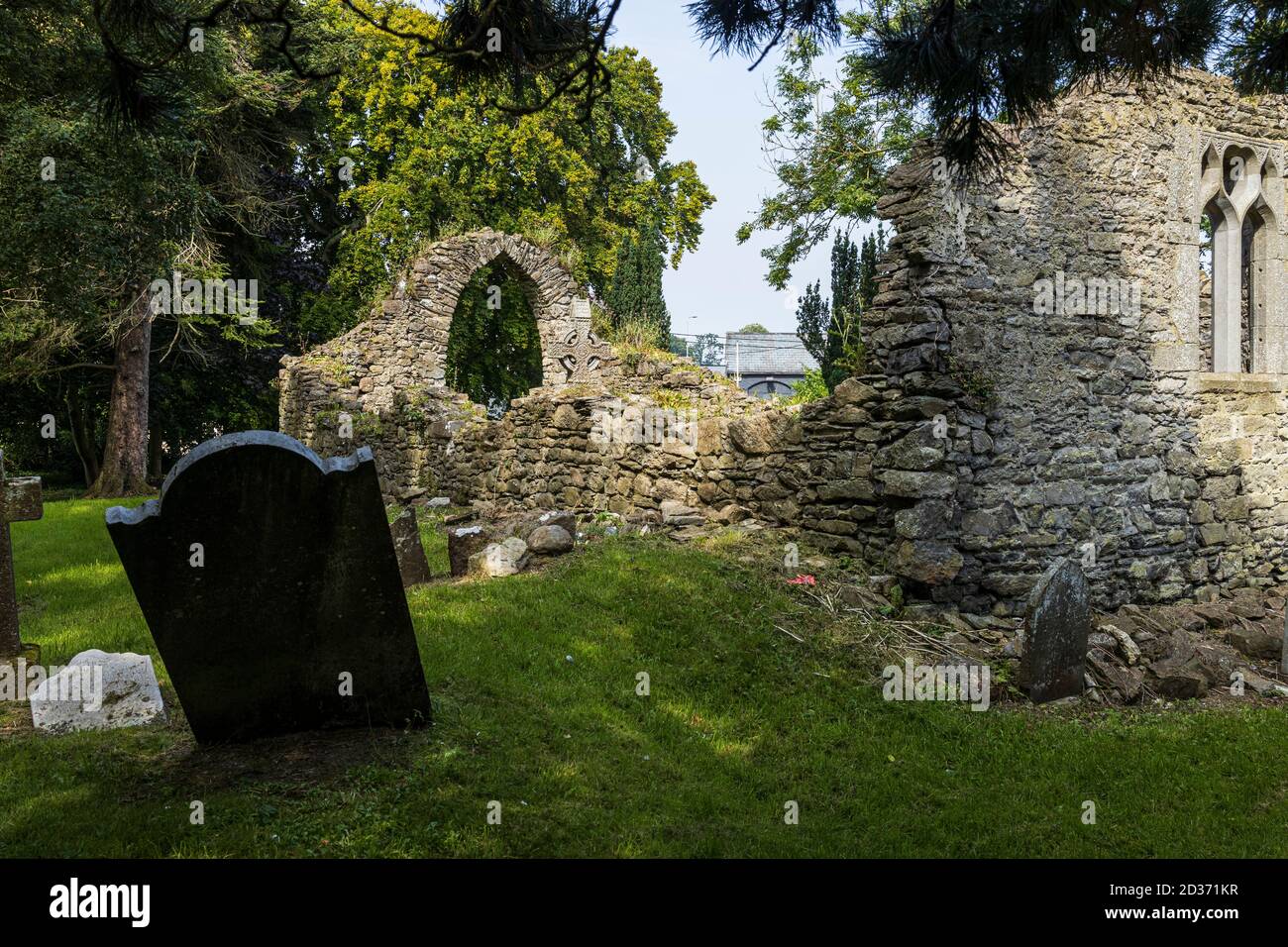 Celtic cross in the Medieval church and graveyard established by the