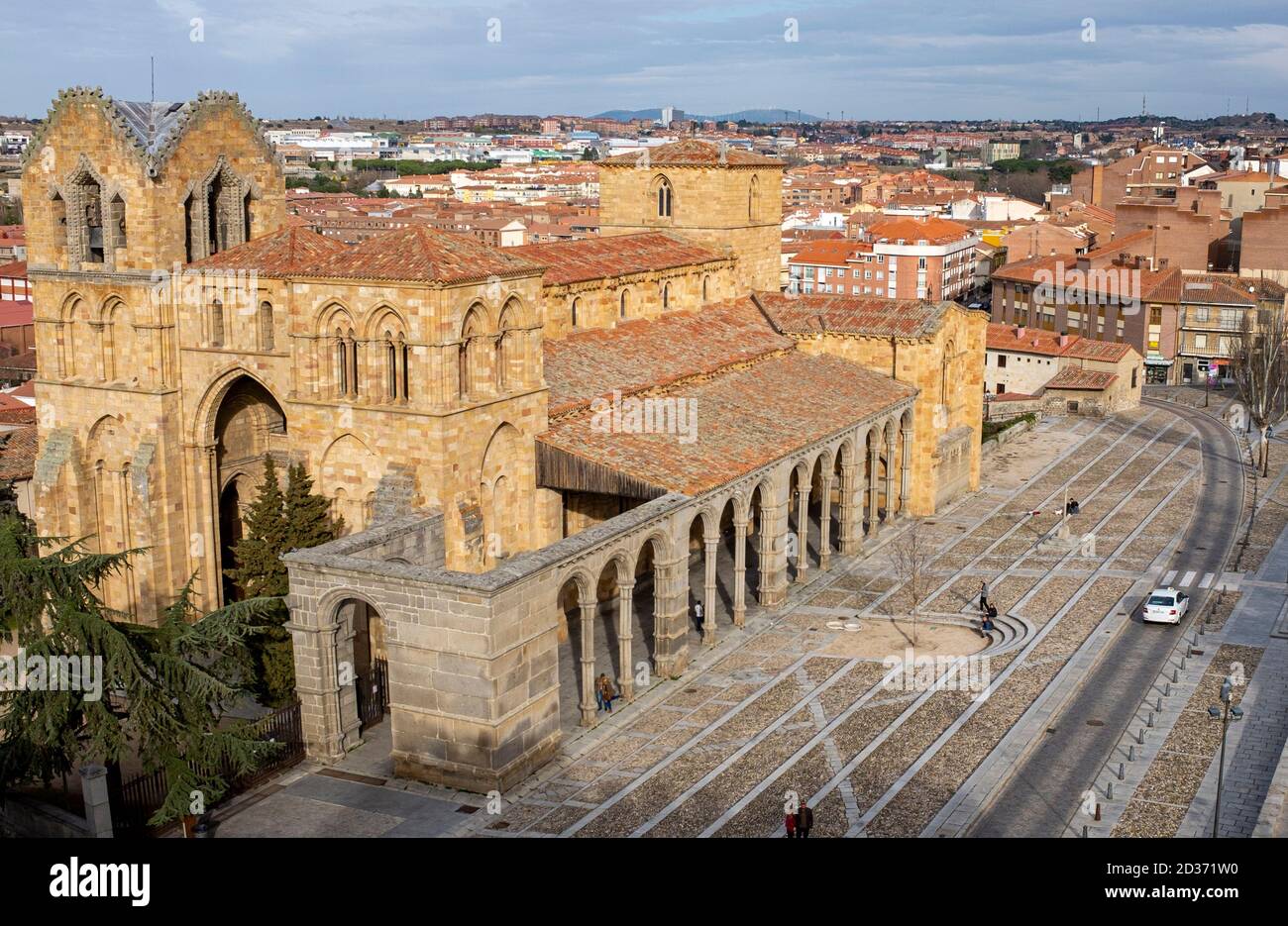A church of the city of Avila (Spain) sawn from the medeval walls Stock Photo