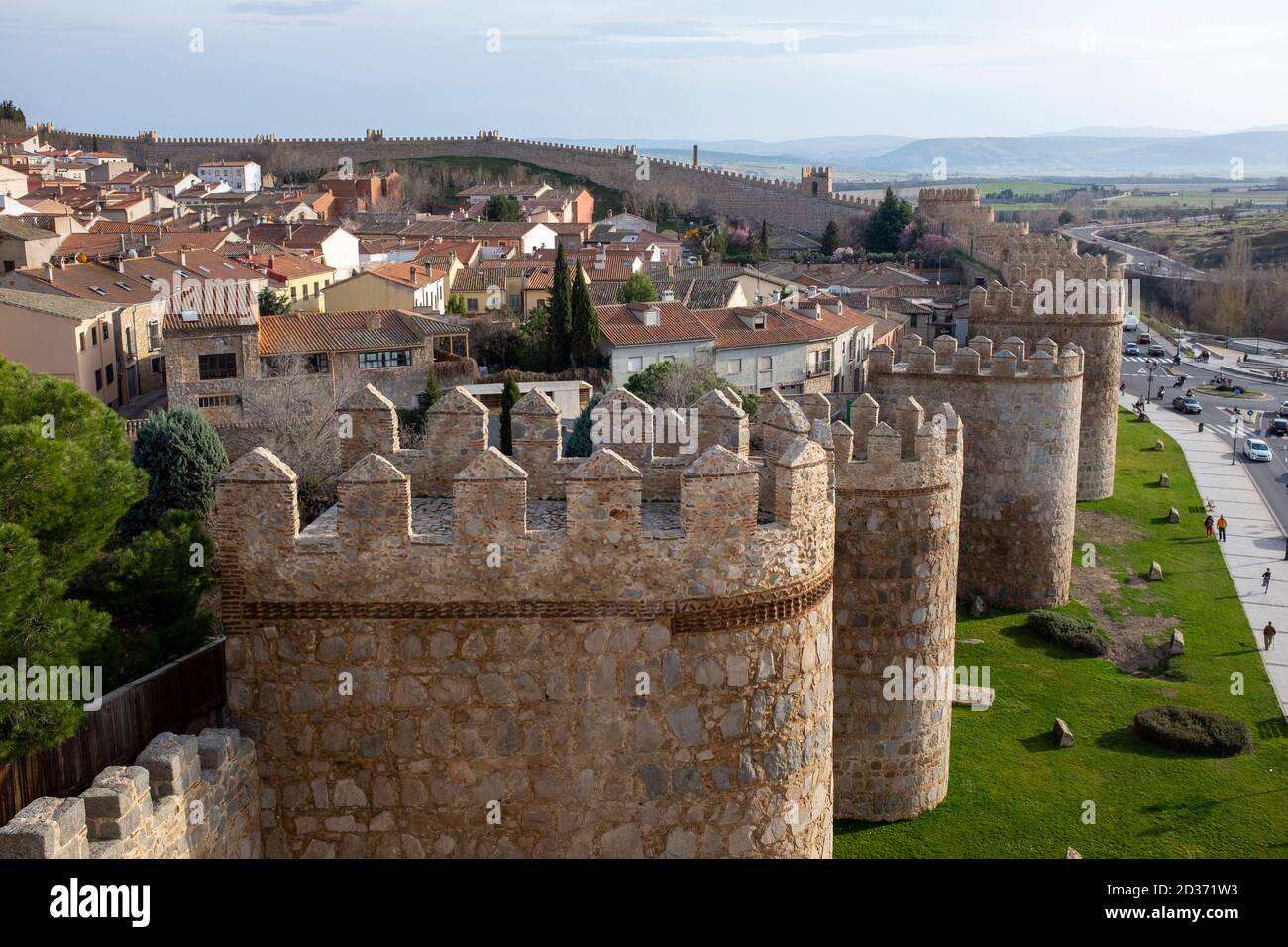 The medieval walls of Avila sawn from the medieval walls Stock Photo