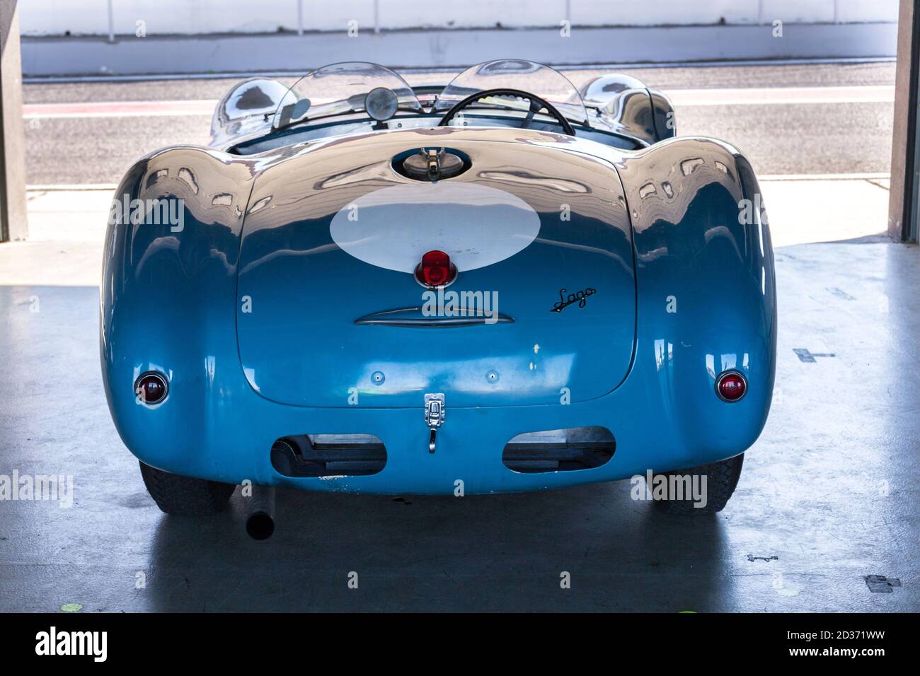 Vintage veteran car Talbot Lago T26 Grand Sport Figoni Fastback coupe from 1948 stands in paddock box Stock Photo
