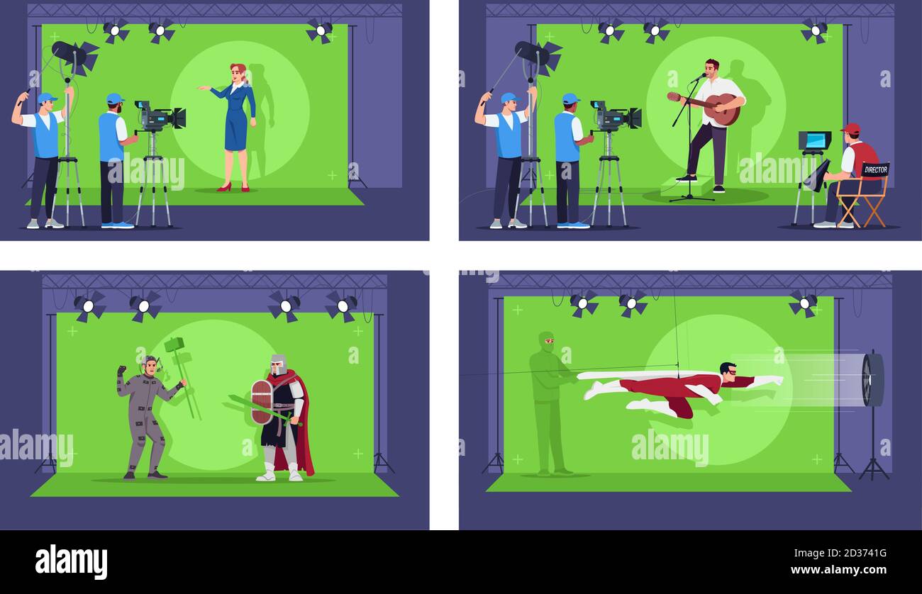 Special effects semi flat vector illustration set Stock Vector