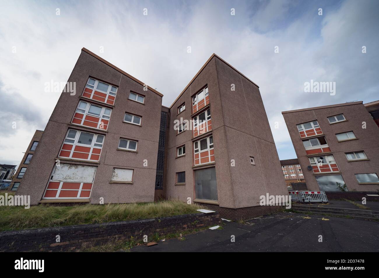 Exterior of condemned blocks of social housing flats prior to demolition in Gallowgate , Glasgow, Scotland, UK Stock Photo