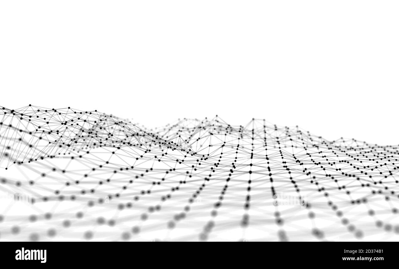 3D rendering white Background with connecting Dots and Lines. Polygonal background. Connection. Intelligence artificial Stock Photo