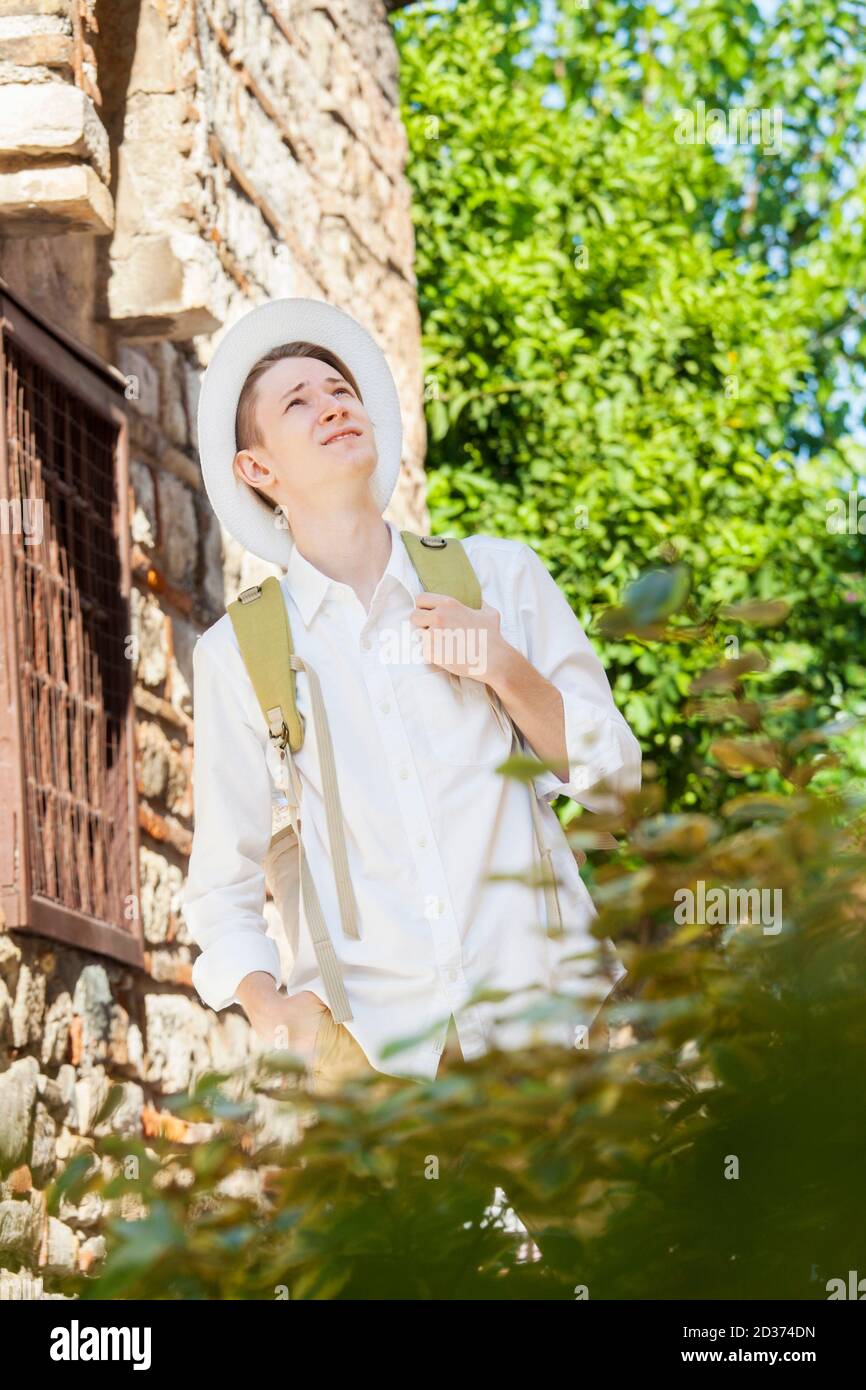 Old man with backpack hi-res stock photography and images - Alamy