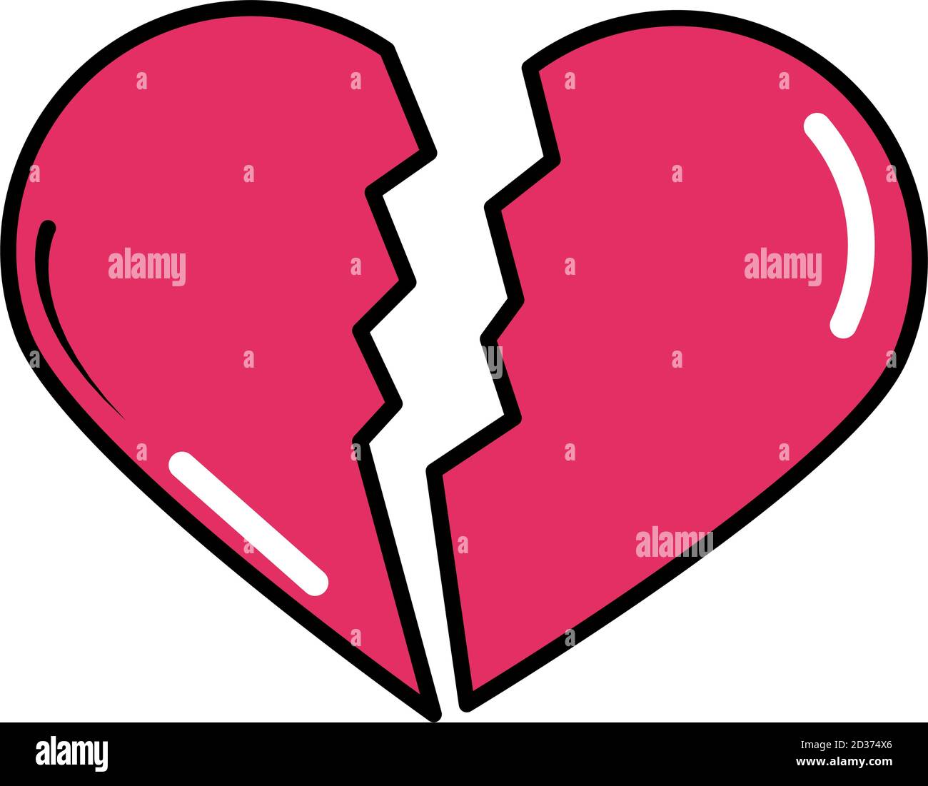 broken love heart pop art comic style, flat icon vector illustration ...