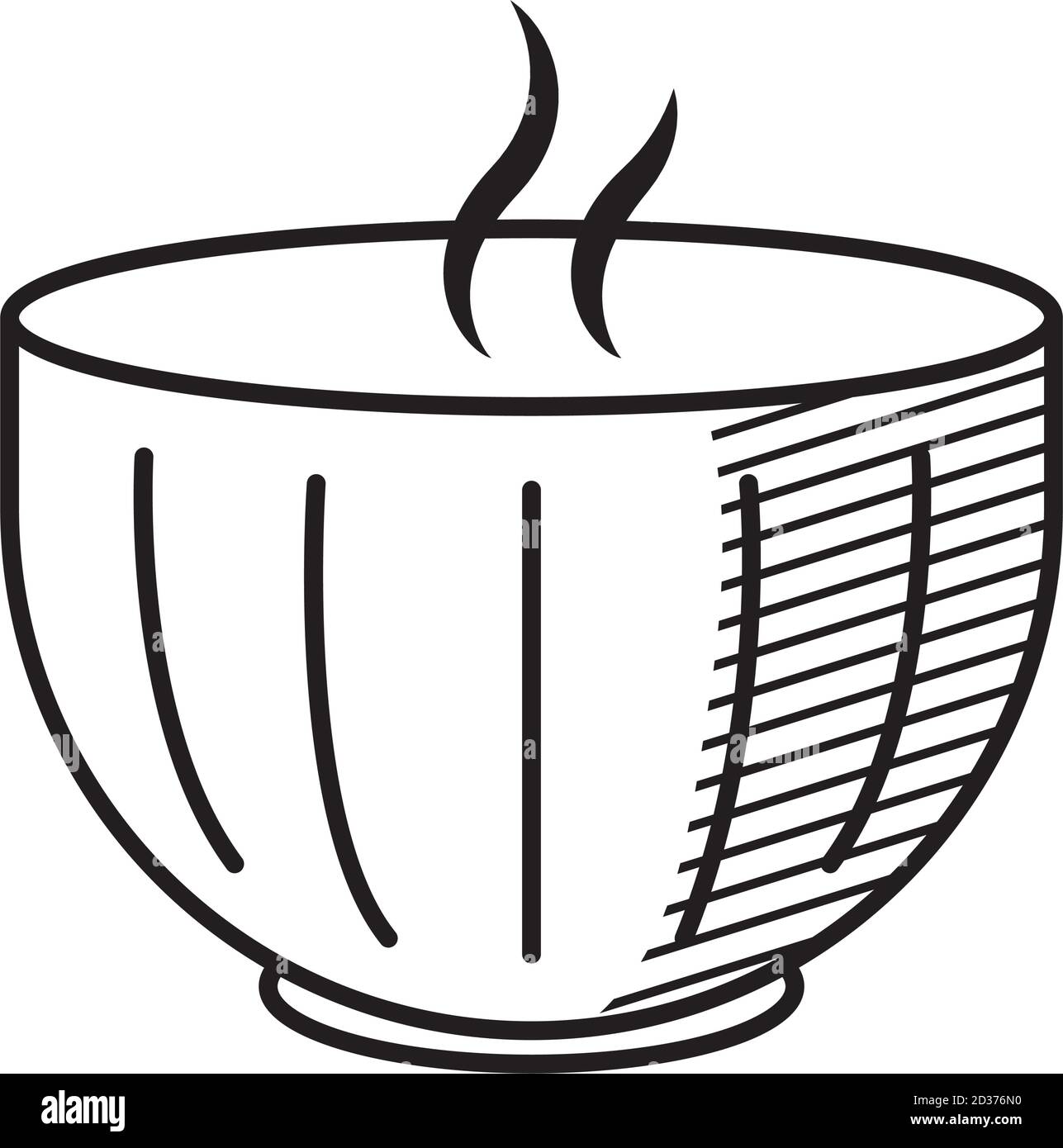 japanese tea cup icon over white background, line style, vector