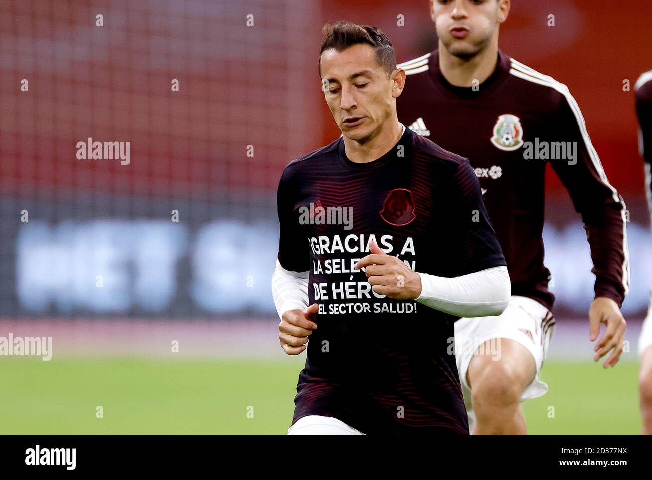 Amsterdam, Netherlands. 07th Oct, 2020. AMSTERDAM, 07-10-2020, JohanCruyff Arena, friendly game between Netherland and Mexico. Mexico player Andres Guardado before the game Netherlands - Mexico. Credit: Pro Shots/Alamy Live News Stock Photo