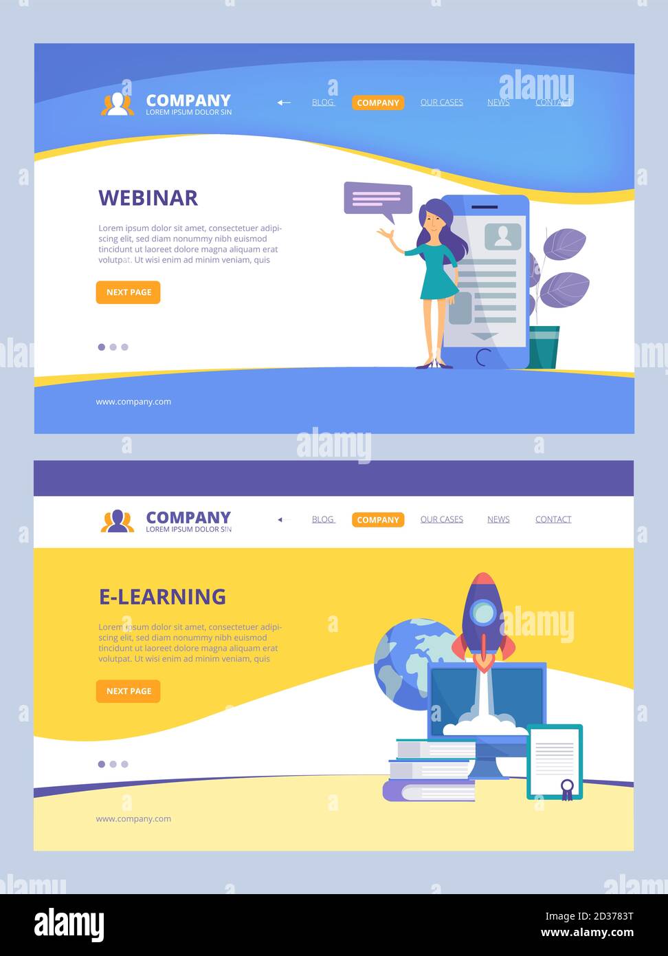 Online education. Landing Trainings webinars e-learning distance ...